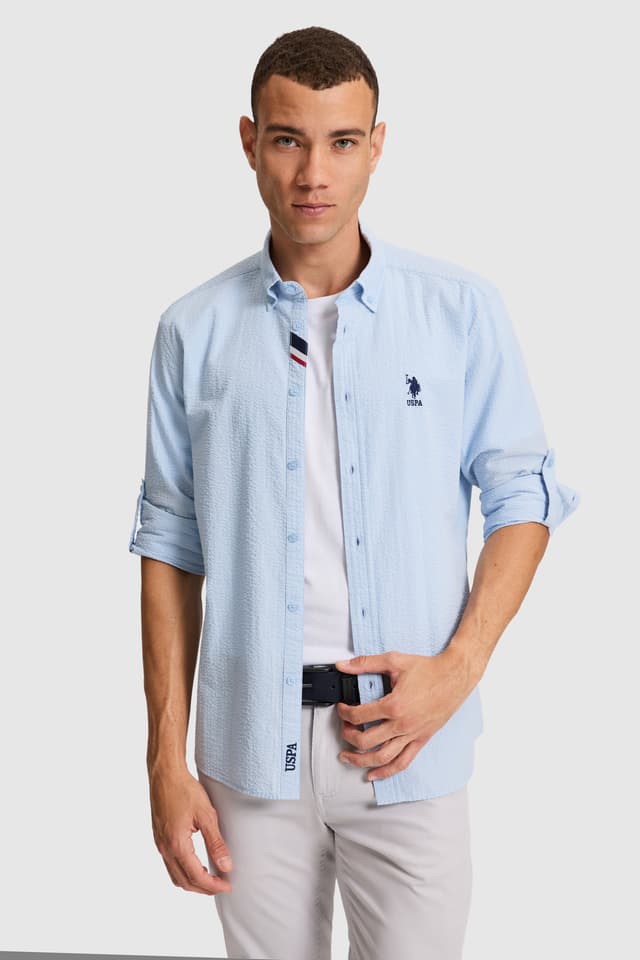 پیراهن مردانه U.S. Polo Assn. آبی روشن آستین بلند ساده مدل 50324638-VR003 پیراهن مردانه U.S. Polo Assn. آبی روشن آستین بلند ساده مدل 50324638-VR003