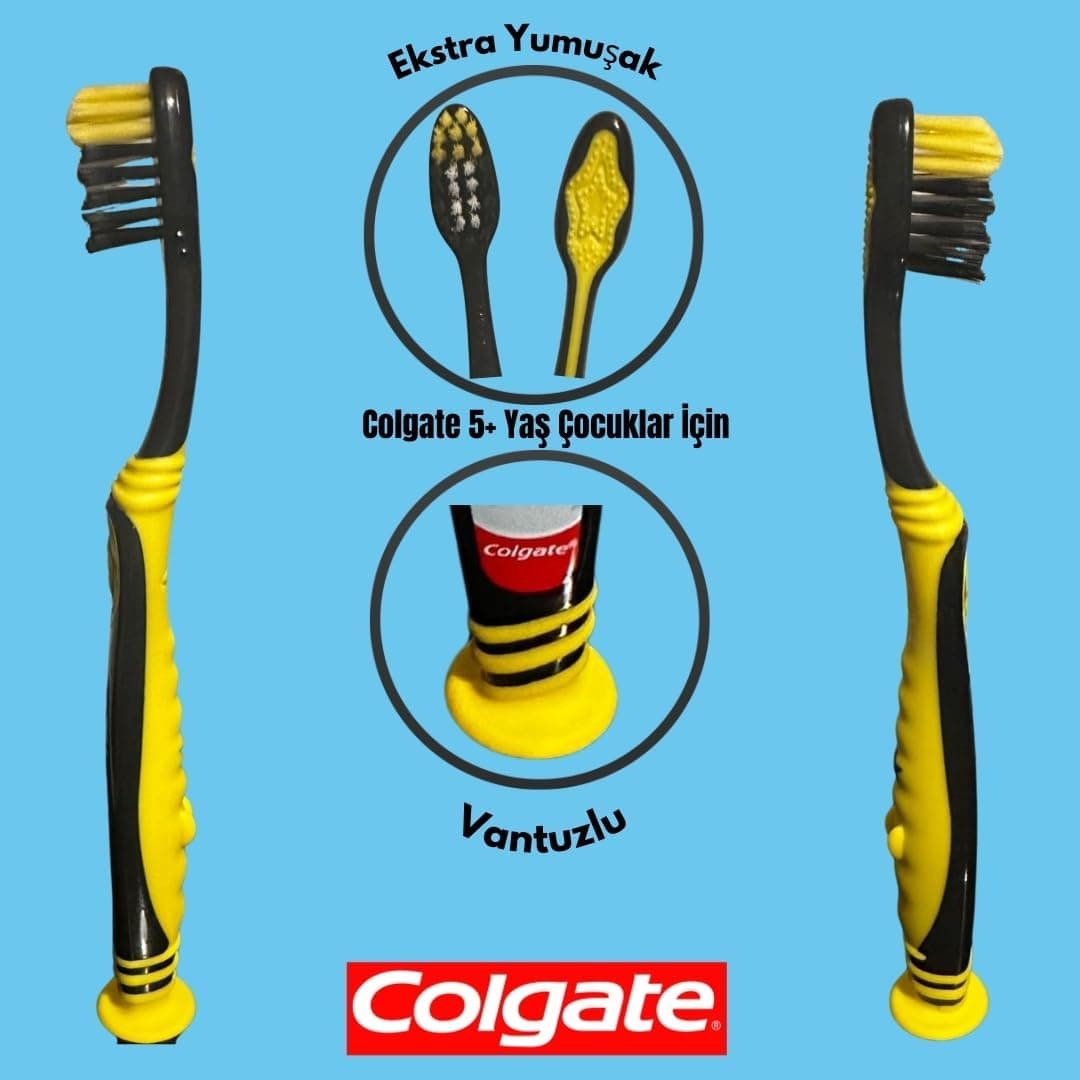 مسواک کودکان Colgate 5+ سال با پایه ساکشنی فوق نرم رنگ متغیر مسواک کودکان Colgate 5+ سال با پایه ساکشنی فوق نرم رنگ متغیر