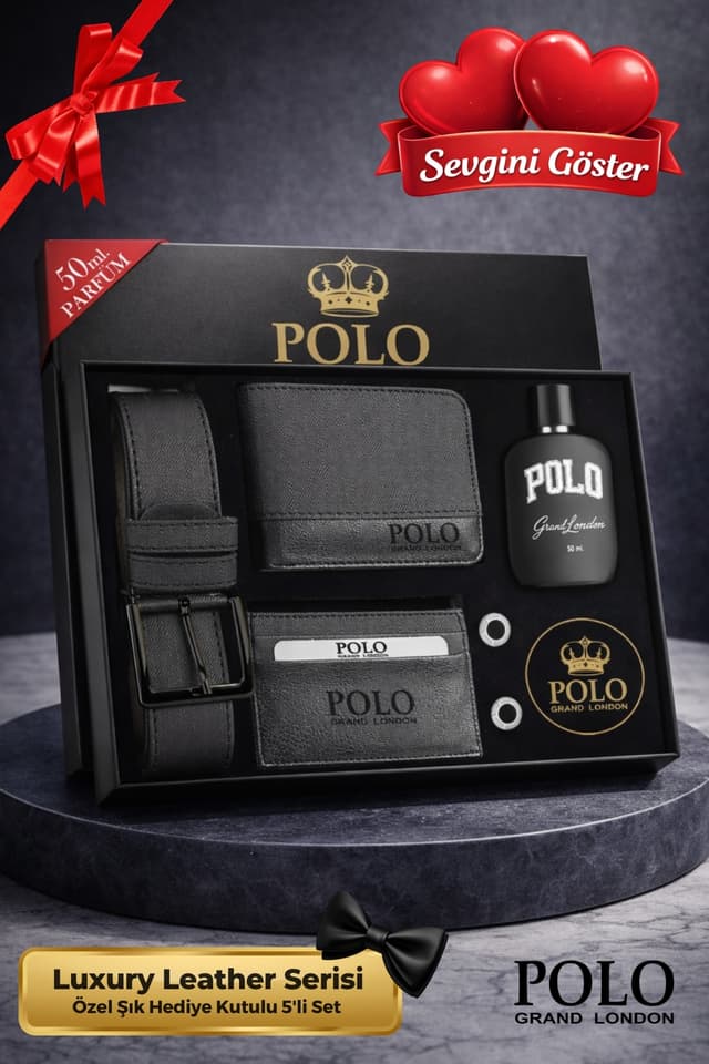 ست هدیه مردانه POLOGRAND London شامل کمربند، کیف پول، جاکارتی، دکمه سردست و عطر ست هدیه مردانه POLOGRAND London شامل کمربند، کیف پول، جاکارتی، دکمه سردست و عطر