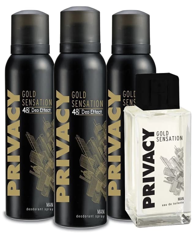 عطر مردانه Privacy Gold Man EDT 100 ml به همراه دئودورانت 3x150 ml عطر مردانه Privacy Gold Man EDT 100 ml به همراه دئودورانت 3x150 ml