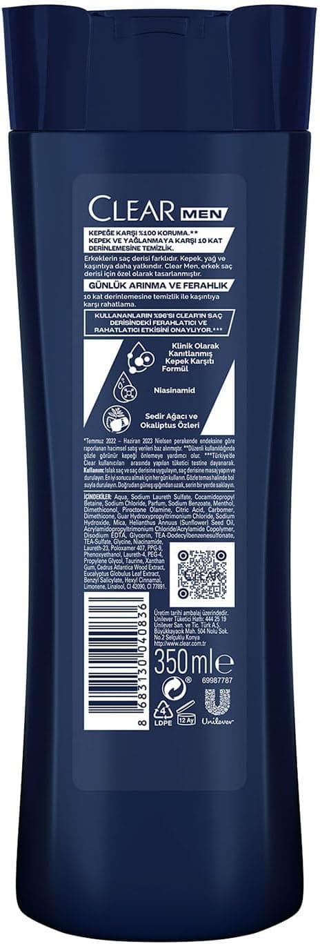 شامپو مردانه Clear ضد شوره پاکسازی روزانه و طراوت 350 ml شامپو مردانه Clear ضد شوره پاکسازی روزانه و طراوت 350 ml