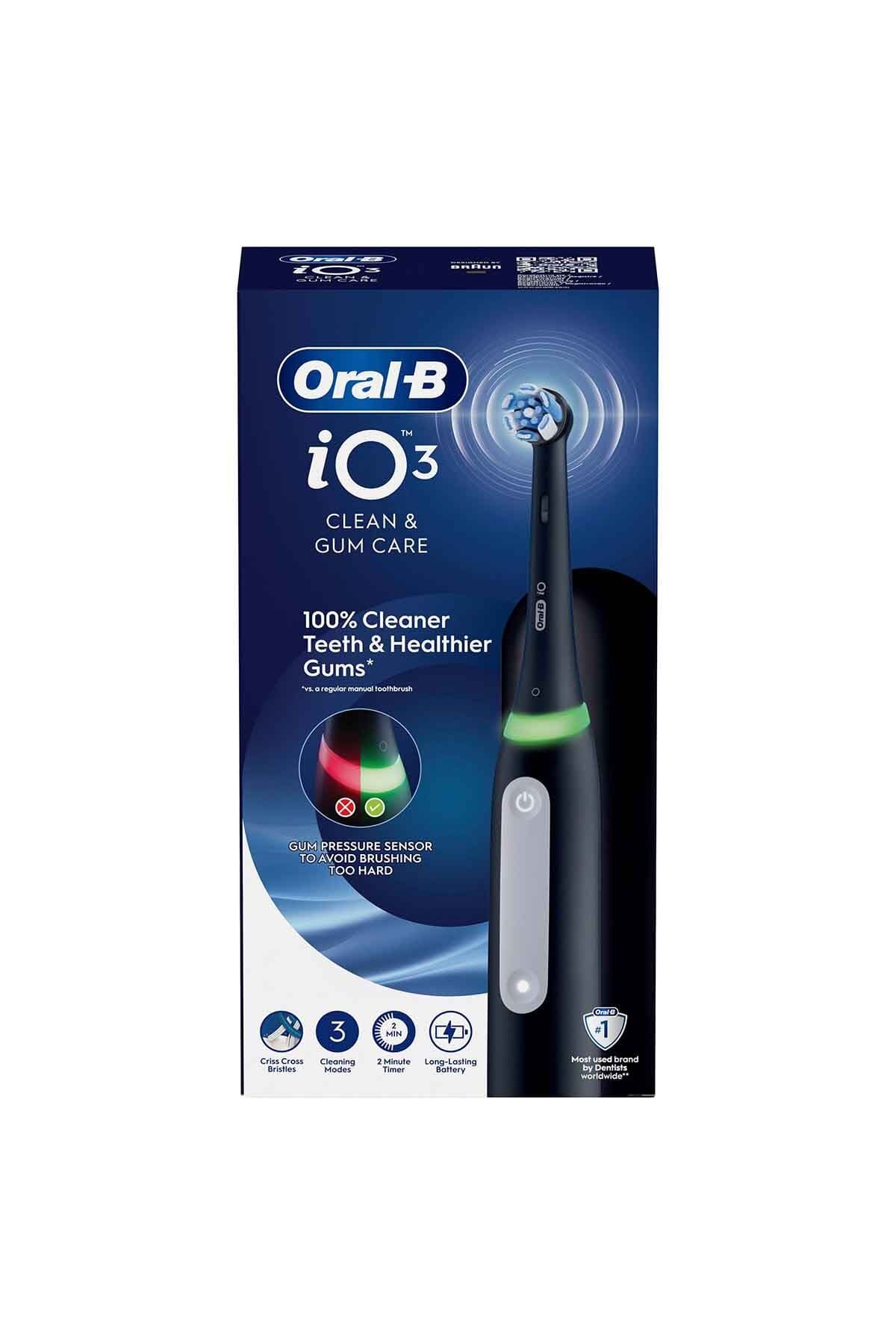 مسواک برقی شارژی Oral-B مدل iO3 مشکی با 1 سری مسواک، باتری بادوام و کیف مسافرتی مسواک برقی شارژی Oral-B مدل iO3 مشکی با 1 سری مسواک، باتری بادوام و کیف مسافرتی