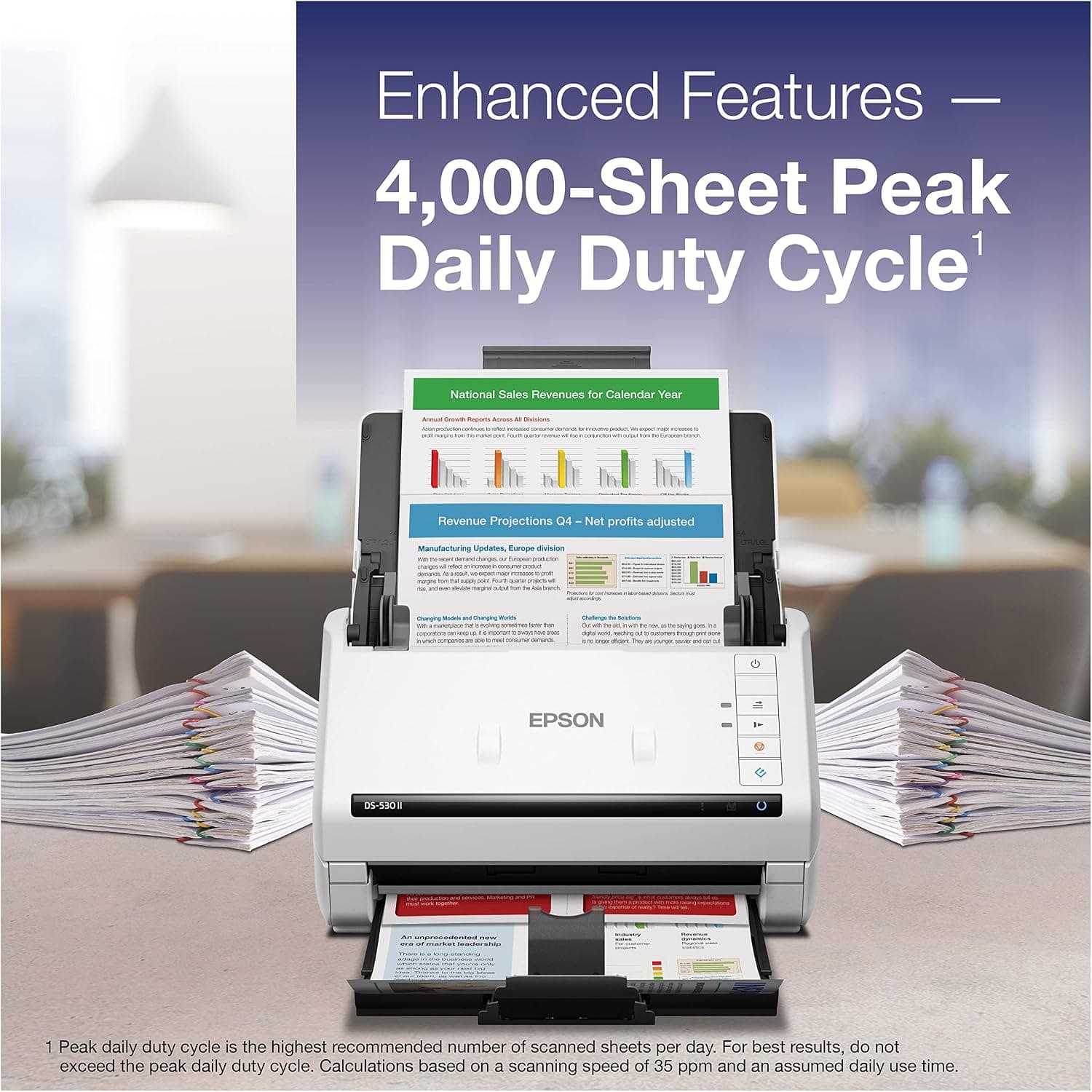 اسکنر اسنادی رنگی دورو Epson مدل DS-530 II با تغذیهکننده خودکار برگه ADF اسکنر اسنادی رنگی دورو Epson مدل DS-530 II با تغذیهکننده خودکار برگه ADF