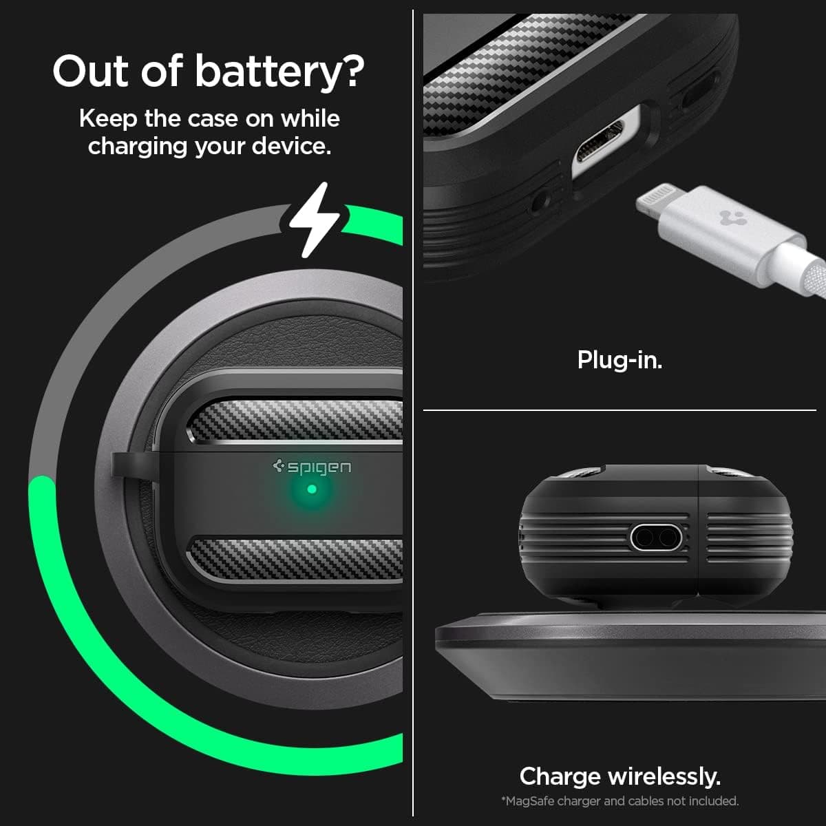 قاب سازگار با AirPods Pro 2/1 Spigen مشکی مات مدل Rugged Armor ACS05482 قاب سازگار با AirPods Pro 2/1 Spigen مشکی مات مدل Rugged Armor ACS05482