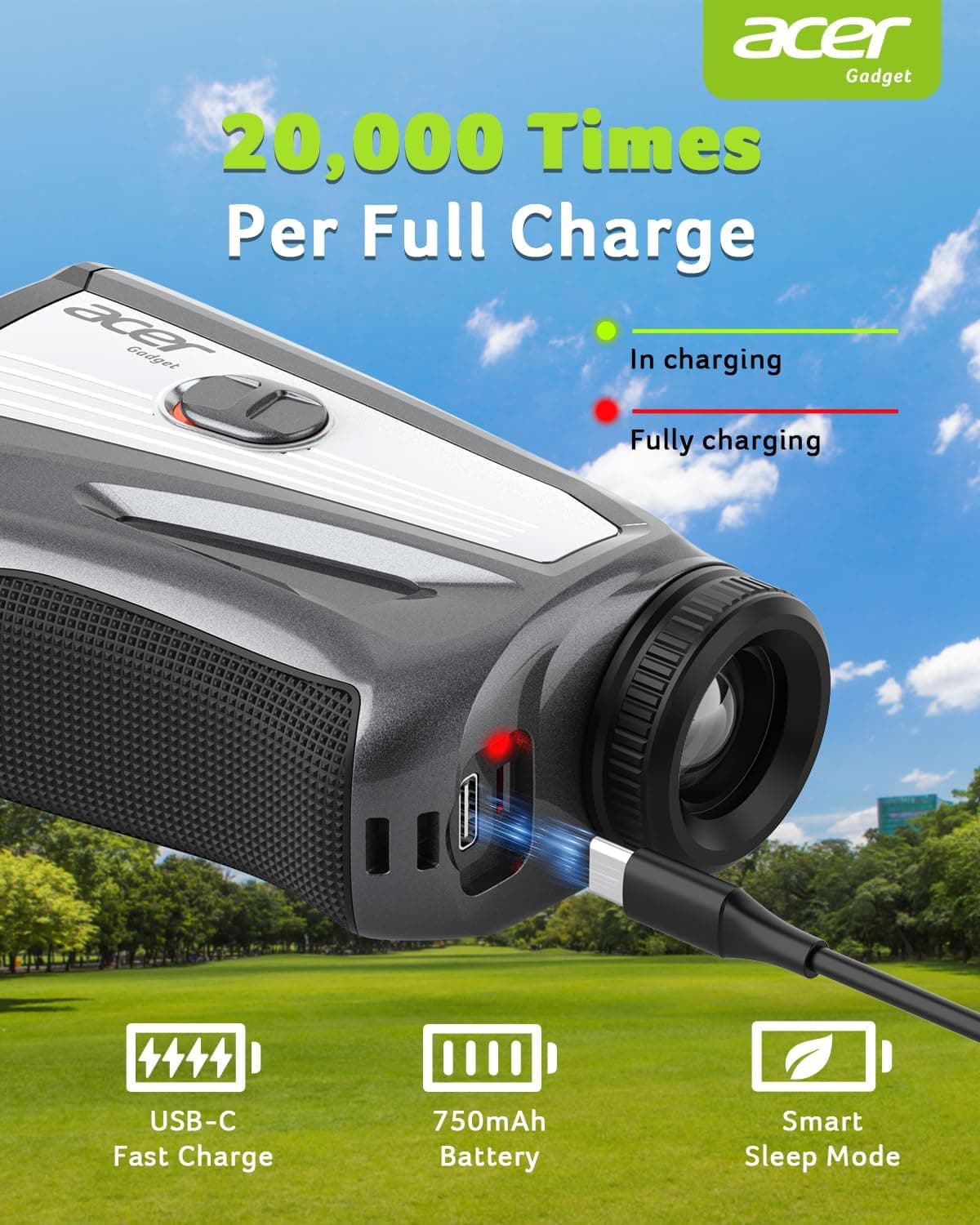 فاصلهیاب لیزری گلف برای گلفبازان Acer با شیب، بزرگنمایی 6X و برد 1200/1700Yards فاصلهیاب لیزری گلف برای گلفبازان Acer با شیب، بزرگنمایی 6X و برد 1200/1700Yards