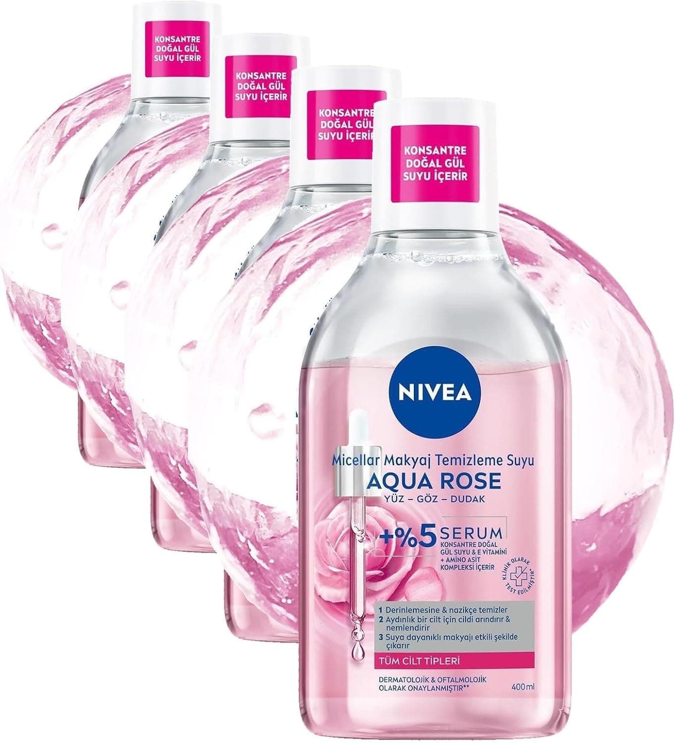 پاککننده میسلار دوفاز آرایش NIVEA Aqua Rose با گل رز و سرم 400ml پاککننده میسلار دوفاز آرایش NIVEA Aqua Rose با گل رز و سرم 400ml