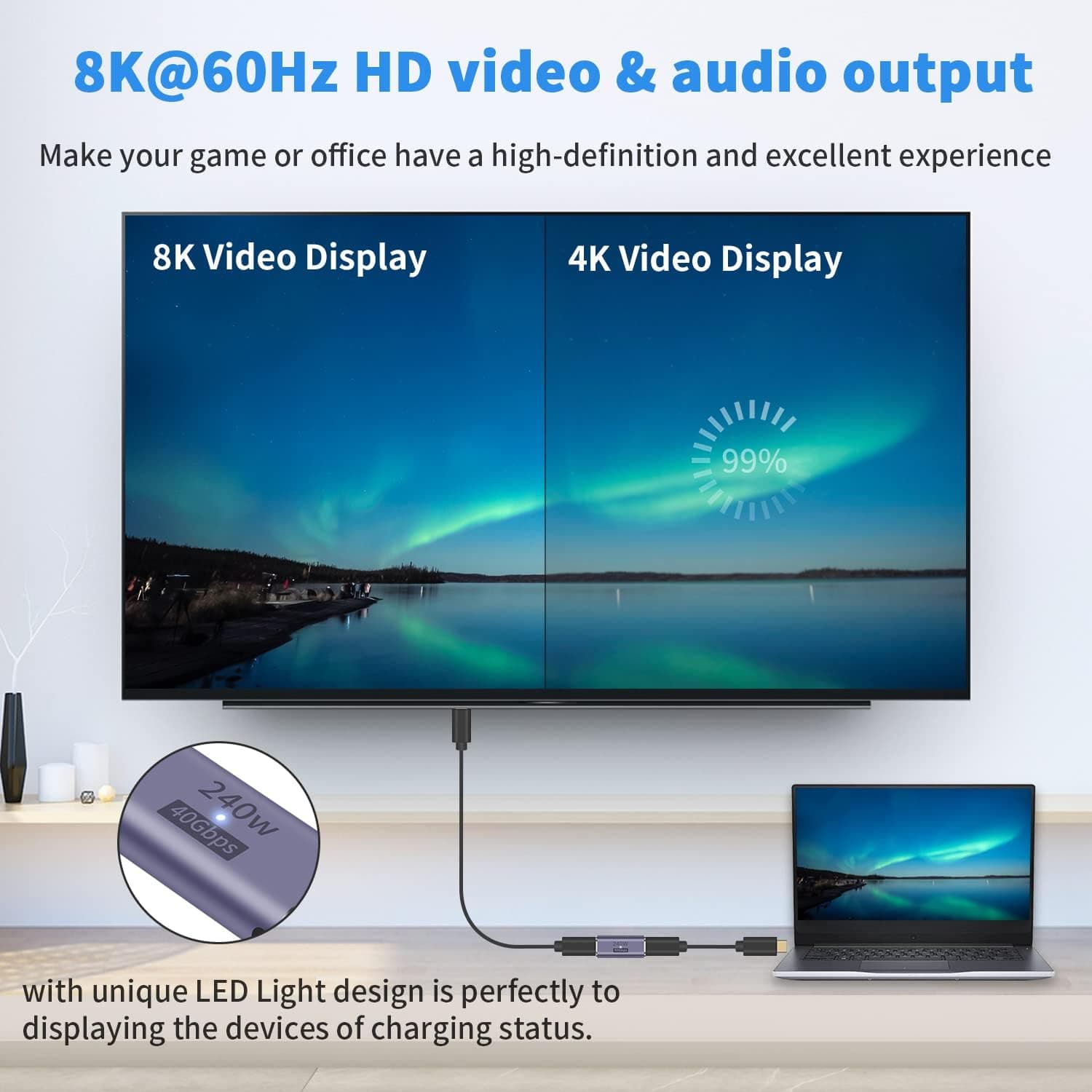 آداپتور USB C مادهبهماده Poyiccot با توان 240W، سرعت 40Gbps و تصویر 8K@60Hz، بسته 2 عددی آداپتور USB C مادهبهماده Poyiccot با توان 240W، سرعت 40Gbps و تصویر 8K@60Hz، بسته 2 عددی