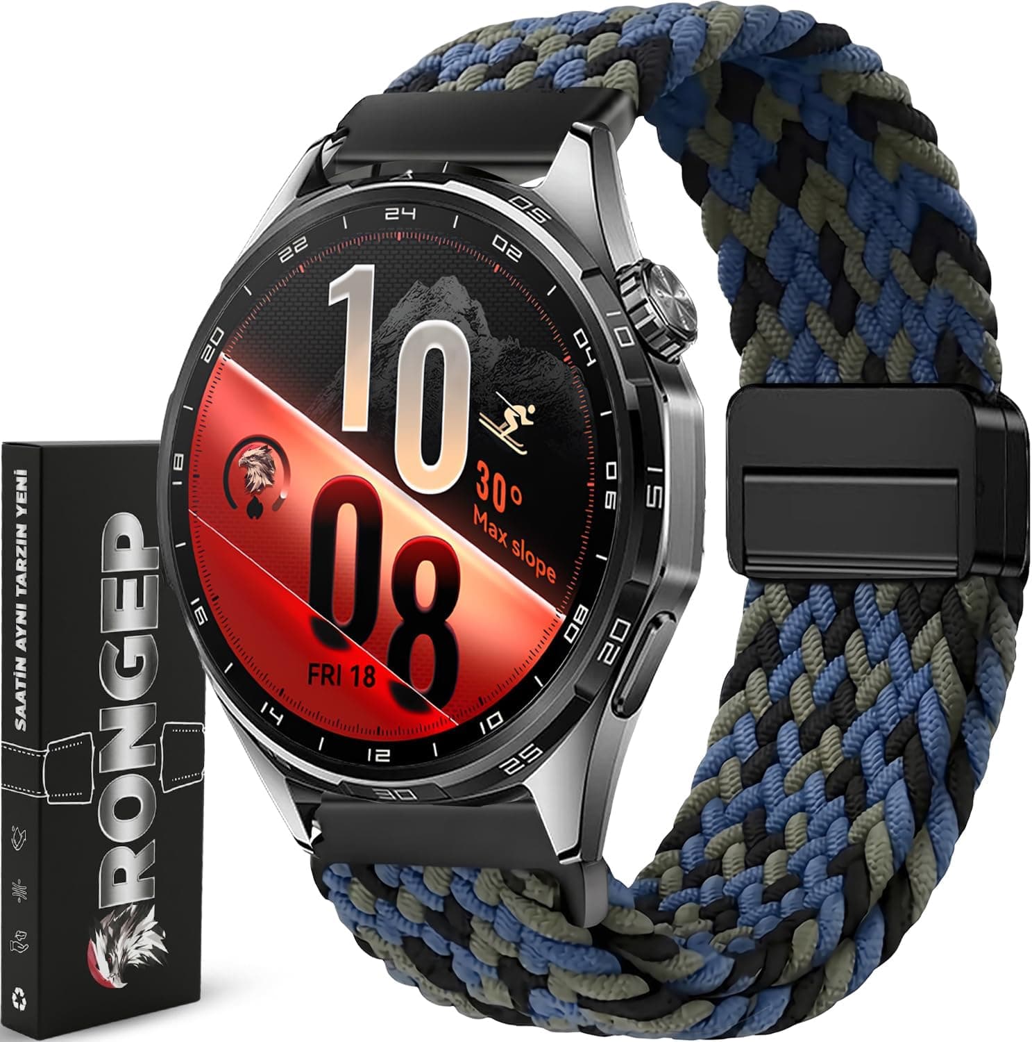 بند ساعت Rongep Örgü Loop سازگار با Huawei، 22mm، پارچه کشی ضدتعریق با سگک مغناطیسی، 46mm مدل GT7/GT7 Pro/GT6/6 Pro/Runner 2/GT5/5 Pro/GT4/GT3 بند ساعت Rongep Örgü Loop سازگار با Huawei، 22mm، پارچه کشی ضدتعریق با سگک مغناطیسی، 46mm مدل GT7/GT7 Pro/GT6/6 Pro/Runner 2/GT5/5 Pro/GT4/GT3