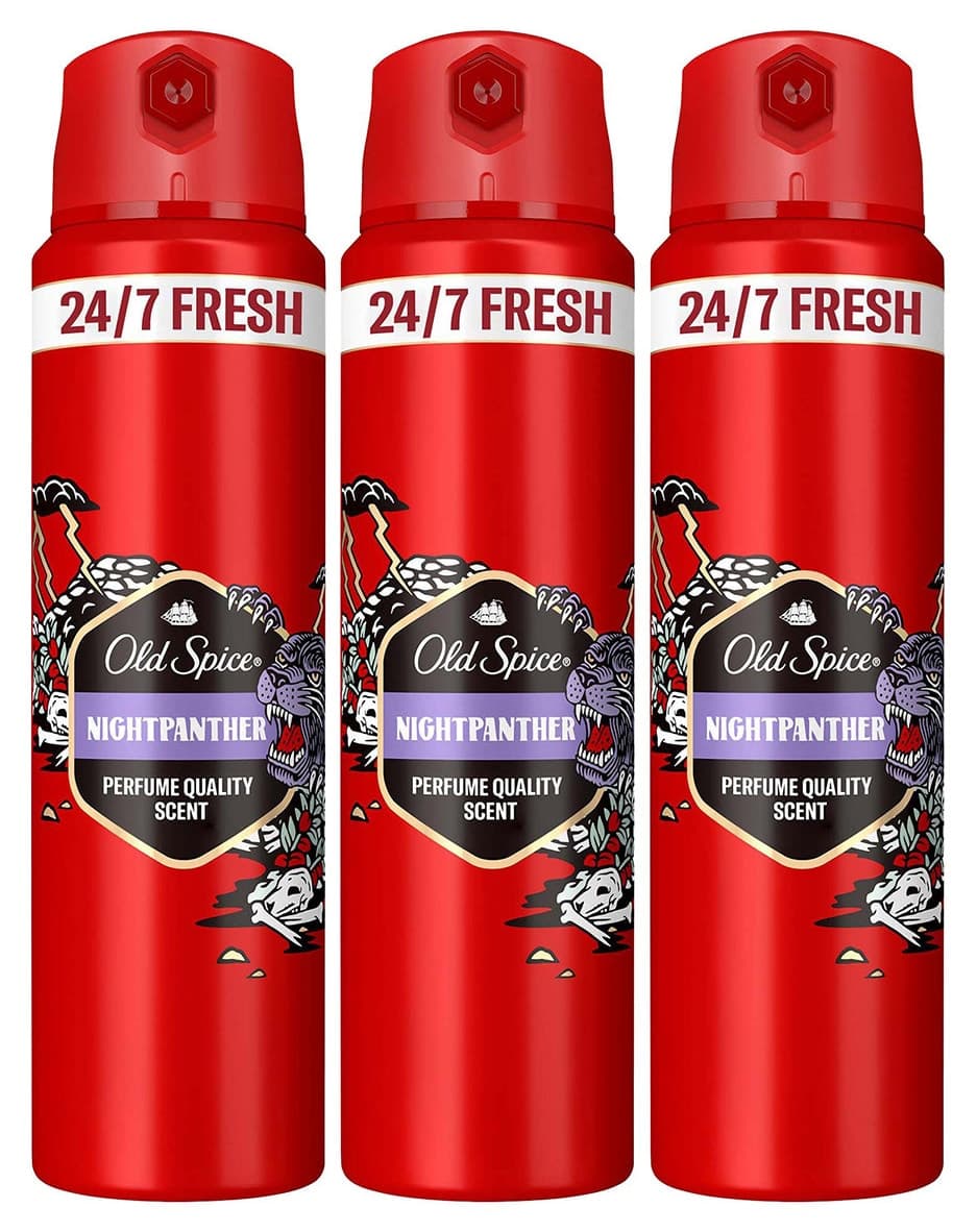 دئودورانت اسپری بدن مردانه Old Spice Night Panther 150 ml x3 دئودورانت اسپری بدن مردانه Old Spice Night Panther 150 ml x3