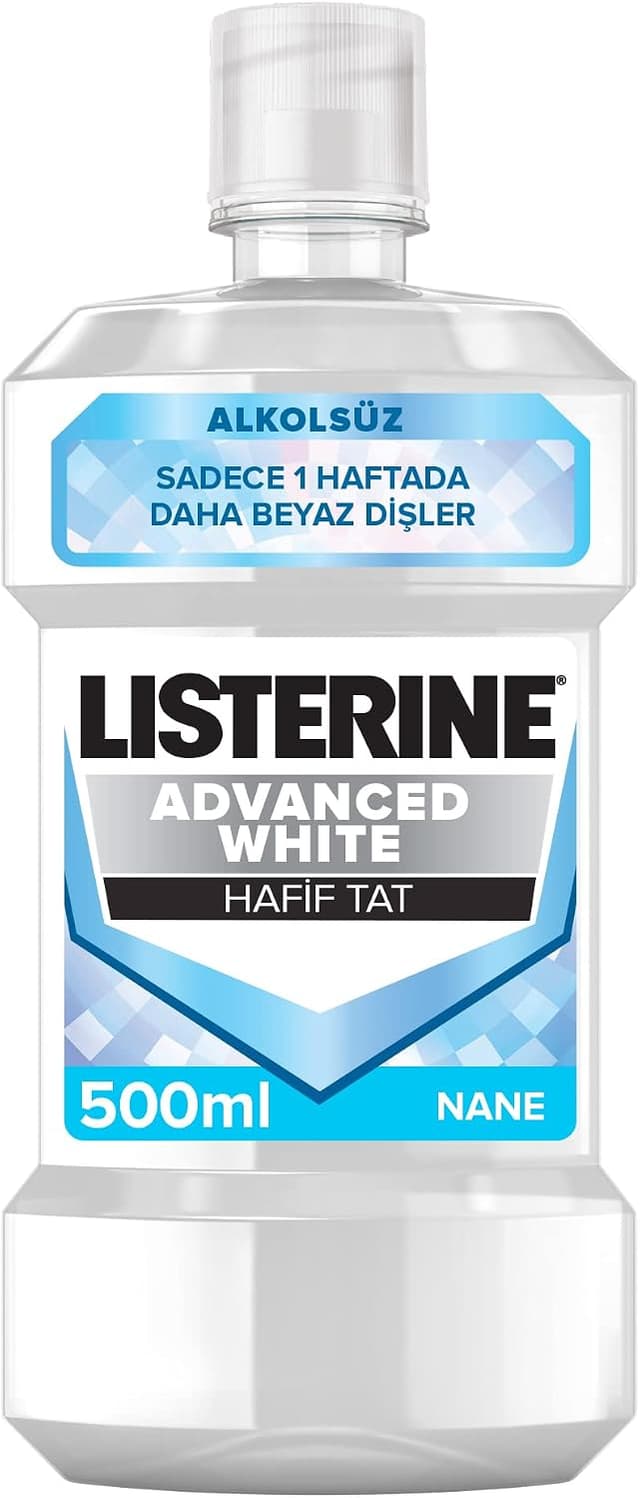 دهانشویه Listerine Advanced White با طعم ملایم 500 ml دهانشویه Listerine Advanced White با طعم ملایم 500 ml