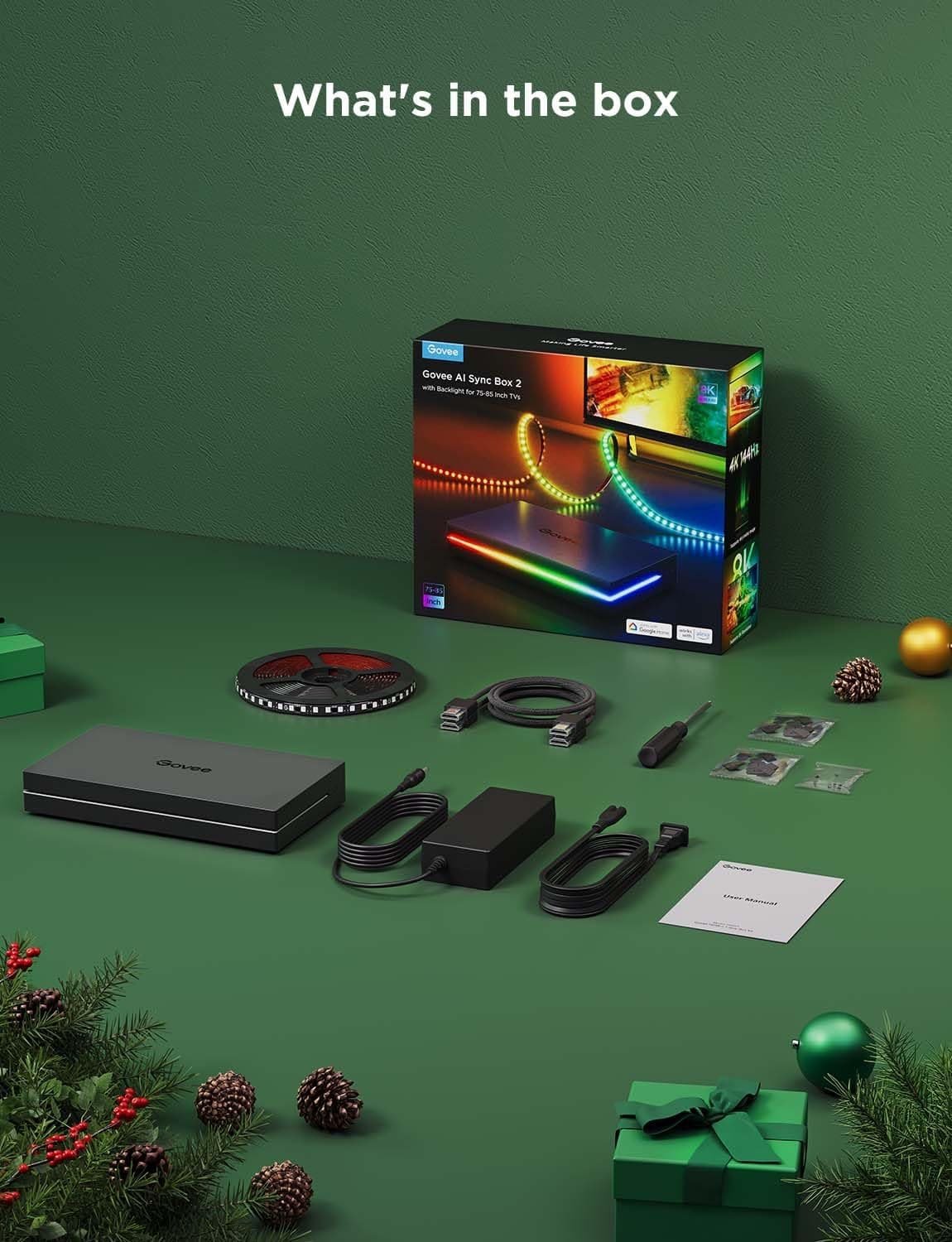 کیت بکلایت RGBIC تلویزیون Govee مدل AI Sync Box Kit برای 75-85 اینچ کیت بکلایت RGBIC تلویزیون Govee مدل AI Sync Box Kit برای 75-85 اینچ