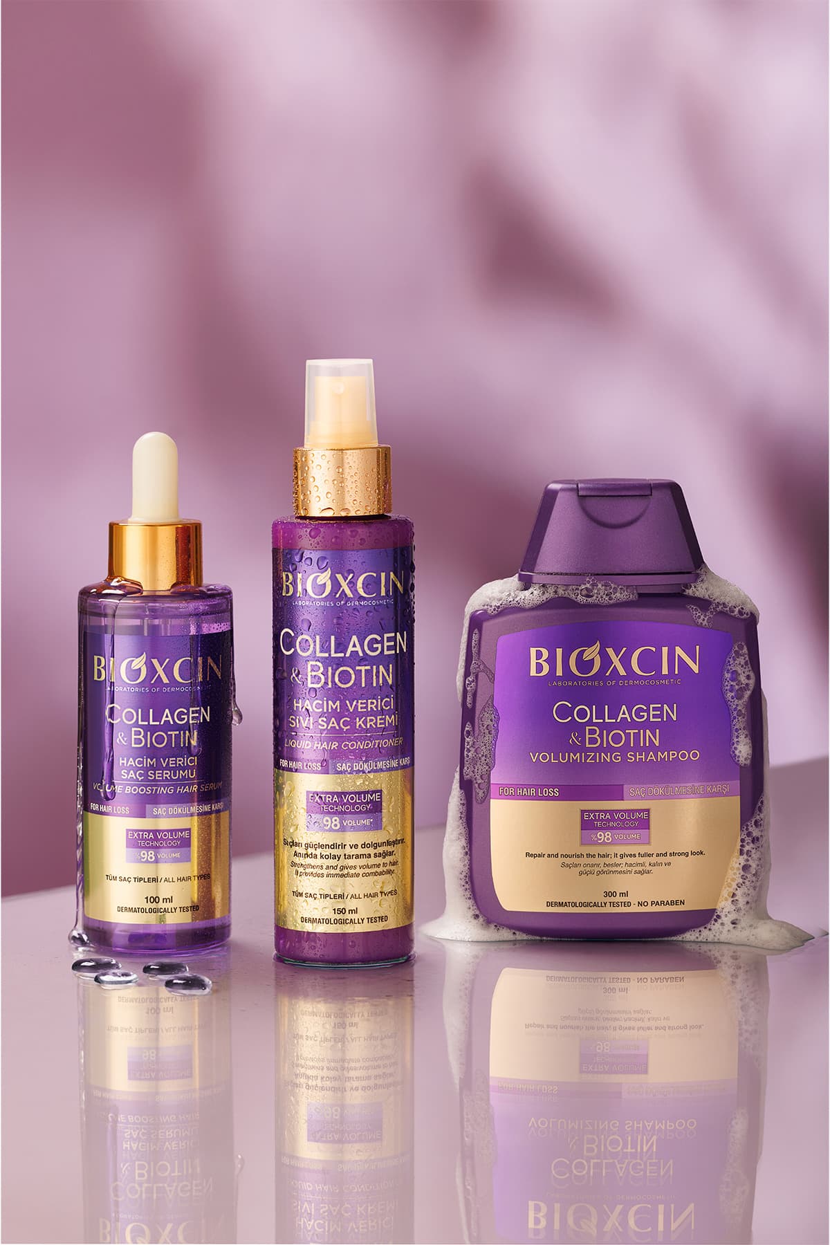 شامپو Bioxcin حجمدهنده حاوی کلاژن و بیوتین برای موهای نازک و کمپشت 3 X 300 ml شامپو Bioxcin حجمدهنده حاوی کلاژن و بیوتین برای موهای نازک و کمپشت 3 X 300 ml