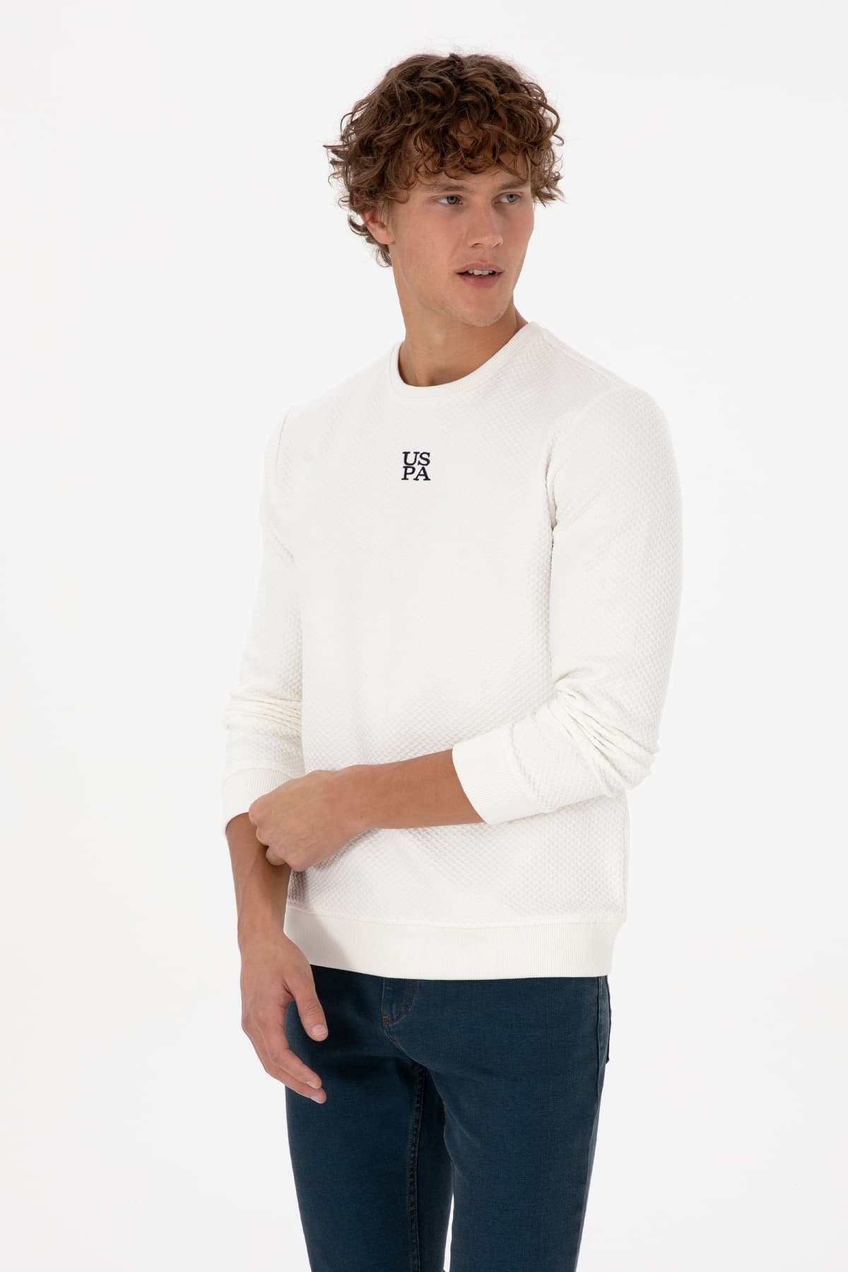 سویشرت مردانه U.S. Polo Assn. فیت معمولی یقه گرد کرم مدل 50308649-VR071 سویشرت مردانه U.S. Polo Assn. فیت معمولی یقه گرد کرم مدل 50308649-VR071