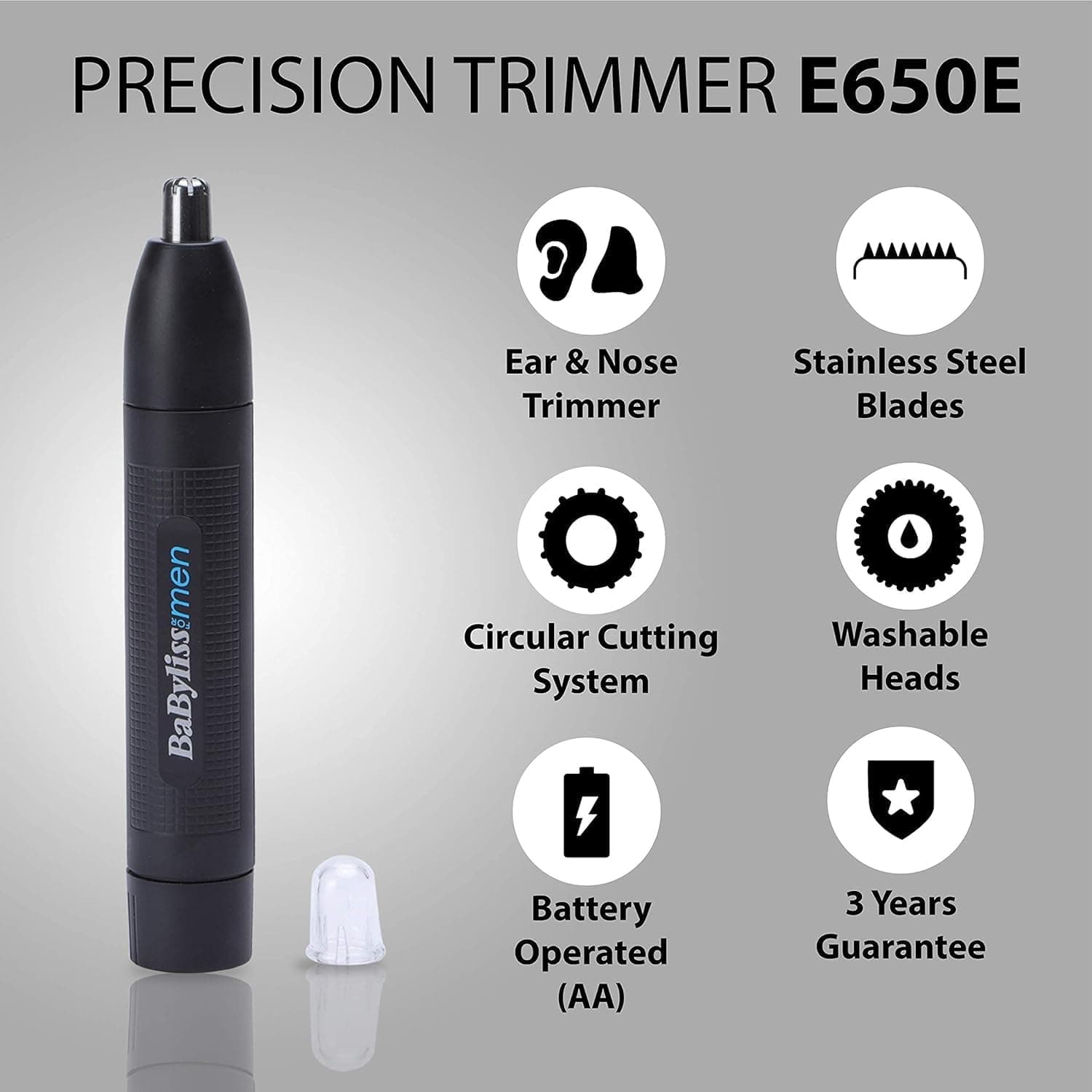 ماشین اصلاح بینی و گوش مردانه BaByliss قابلحمل باتریخور آبی مدل E650SDE ماشین اصلاح بینی و گوش مردانه BaByliss قابلحمل باتریخور آبی مدل E650SDE