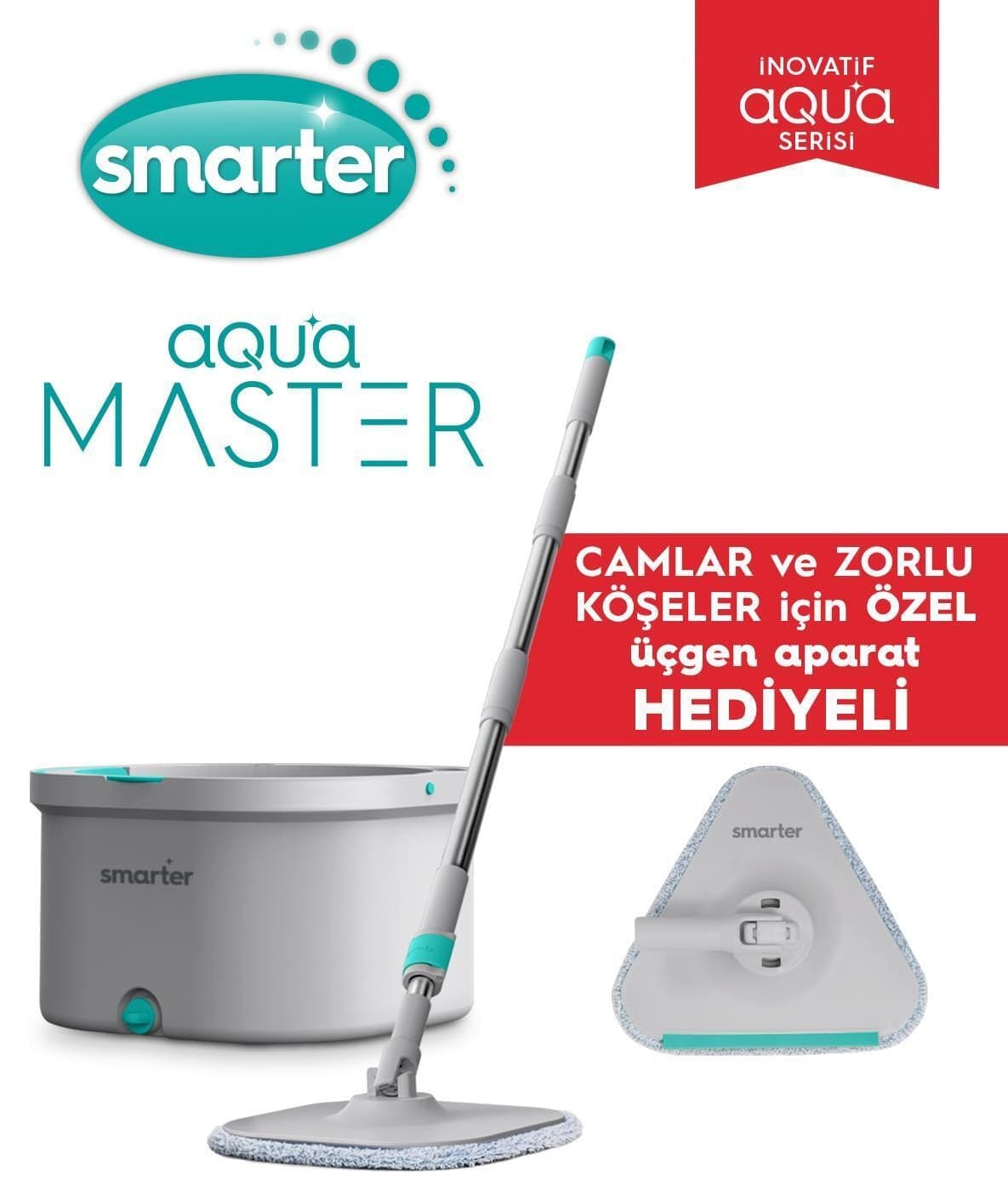 ست نظافت SMARTER مدل Aqua Master با جداکننده آب تمیز/کثیف، موپ و شیشهپاککن ست نظافت SMARTER مدل Aqua Master با جداکننده آب تمیز/کثیف، موپ و شیشهپاککن