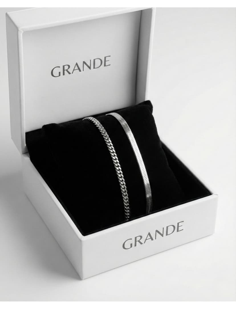 دستبند زنانه GrandeAccessory فولادی زنجیری ایتالیایی ست 2 عددی دستبند زنانه GrandeAccessory فولادی زنجیری ایتالیایی ست 2 عددی