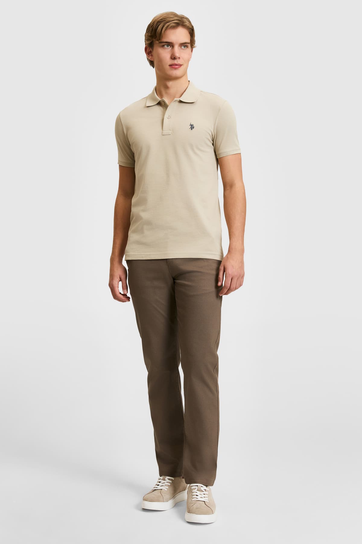 تیشرت مردانه U.S. Polo Assn. یقه پولو فیت اسلیم خاکی روشن مدل 50322347-VR183 تیشرت مردانه U.S. Polo Assn. یقه پولو فیت اسلیم خاکی روشن مدل 50322347-VR183