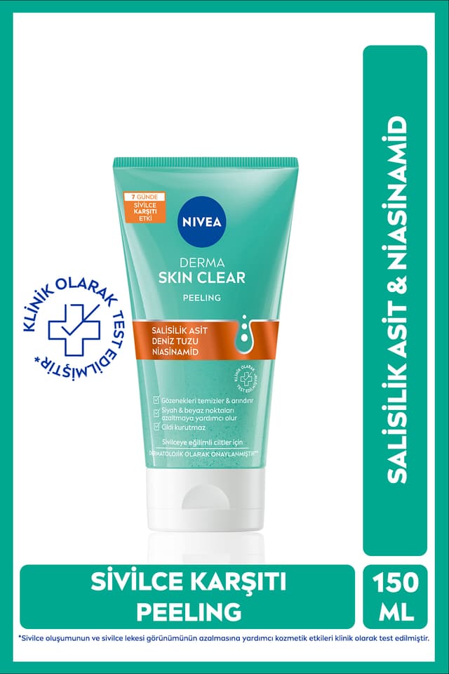پاککننده و لایهبردار صورت ضدجوش NIVEA Derma Skin Clear حاوی اسید سالیسیلیک 150ml پاککننده و لایهبردار صورت ضدجوش NIVEA Derma Skin Clear حاوی اسید سالیسیلیک 150ml