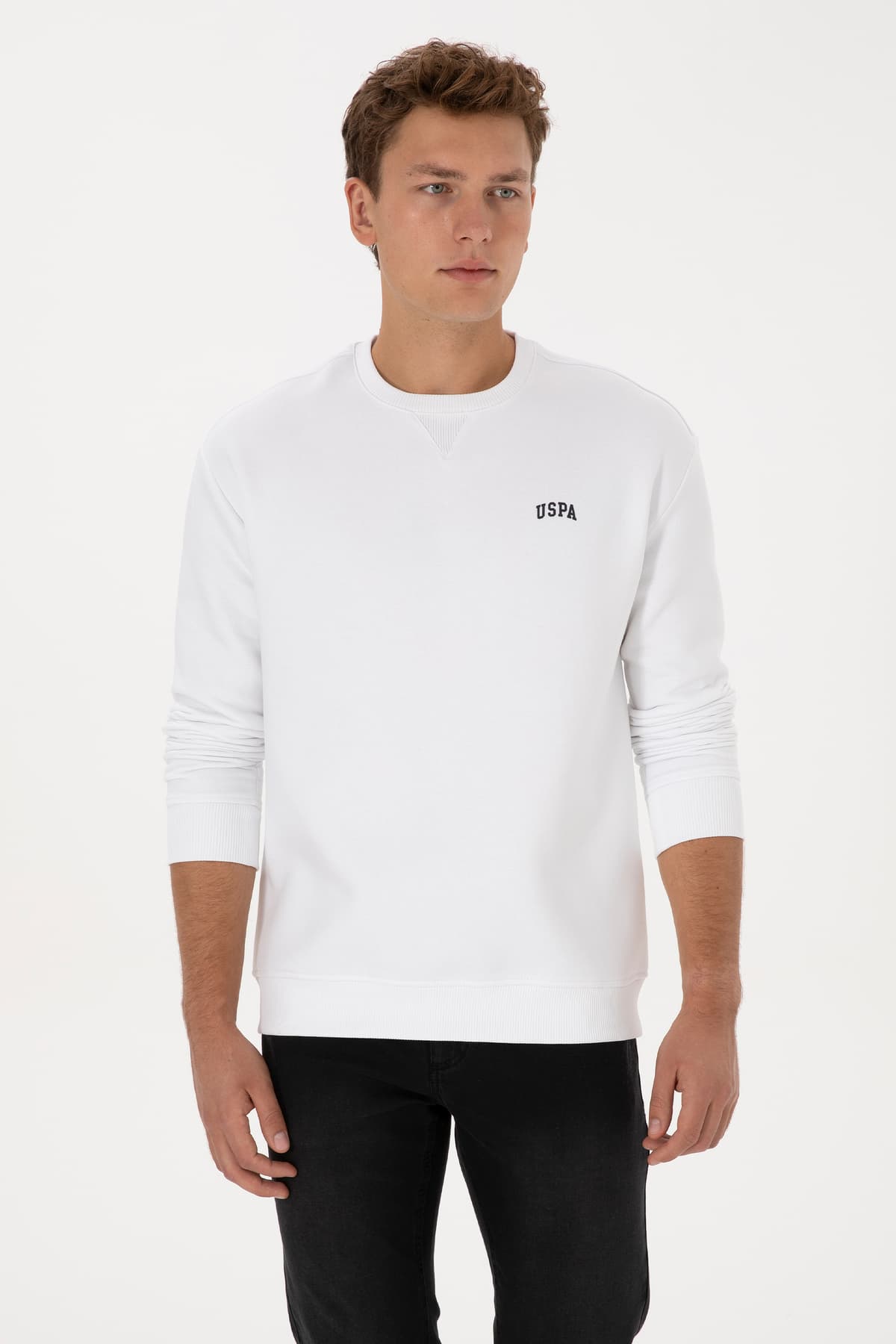 سوئیشرت مردانه U.S. Polo Assn. فیت راحت یقه گرد داخل پرزدار سفید مدل 50313757-VR013 سوئیشرت مردانه U.S. Polo Assn. فیت راحت یقه گرد داخل پرزدار سفید مدل 50313757-VR013