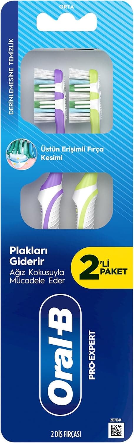 مسواک Oral-B Pro-Expert با برس با زبری متوسط برای پاکسازی عمیق، 2 عدد مسواک Oral-B Pro-Expert با برس با زبری متوسط برای پاکسازی عمیق، 2 عدد