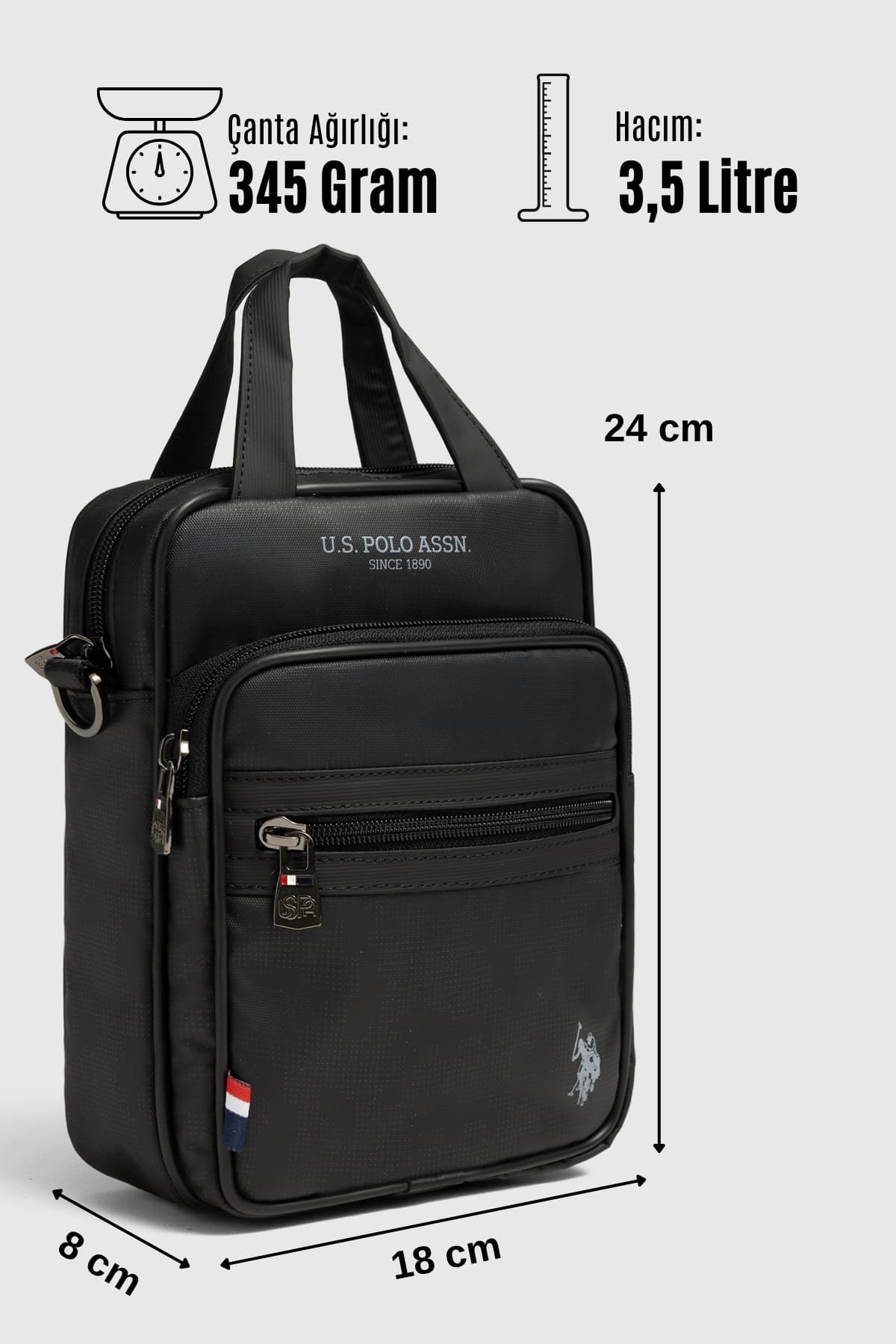 کیف پستچی مردانه U.S. Polo Assn. مشکی با بند شانهای مدل 26038 کیف پستچی مردانه U.S. Polo Assn. مشکی با بند شانهای مدل 26038