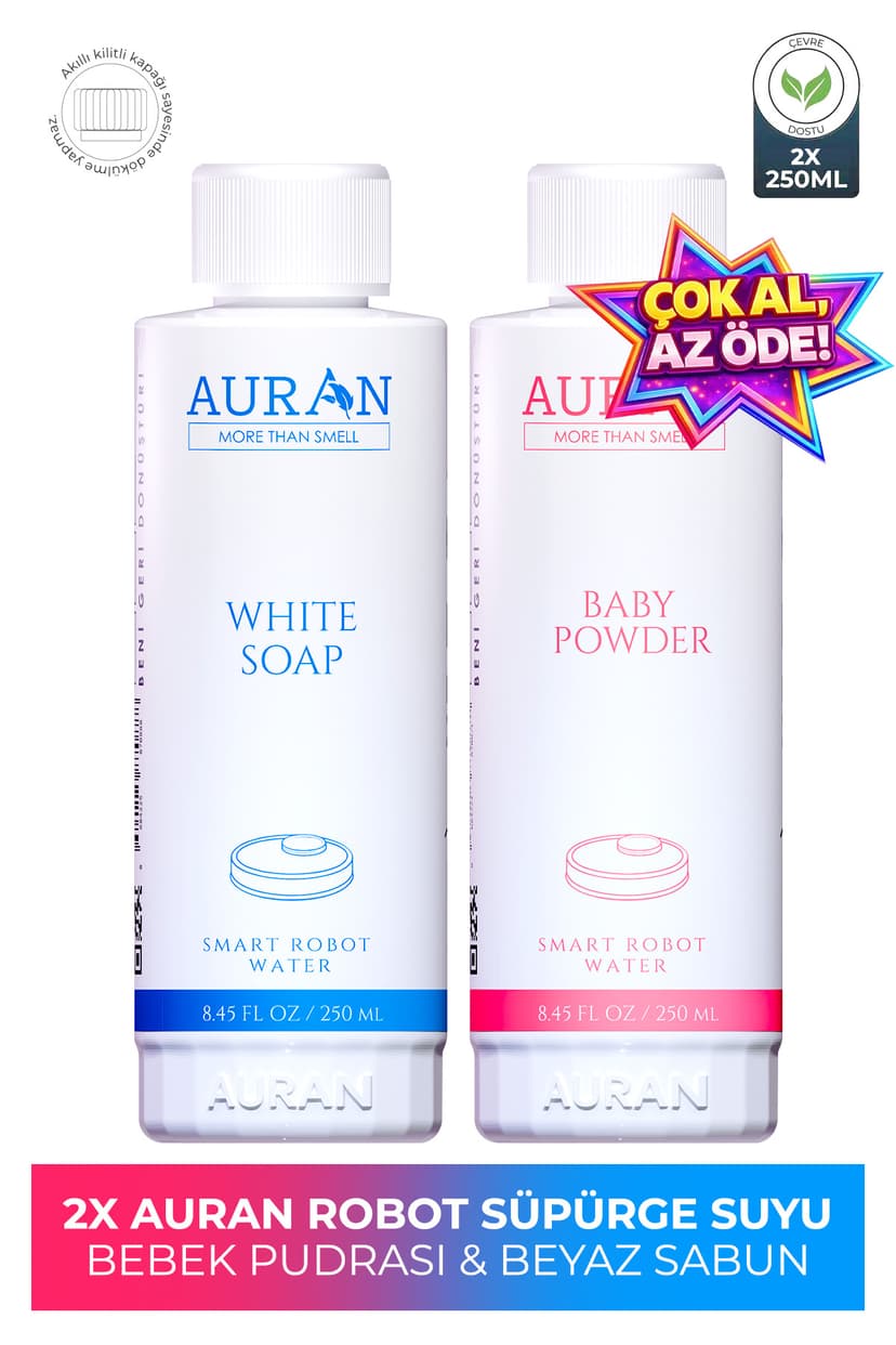 ست تمیزکننده AURAN برای ربات جاروبرقی صابون سفید و پودر بچه 250ml ست تمیزکننده AURAN برای ربات جاروبرقی صابون سفید و پودر بچه 250ml