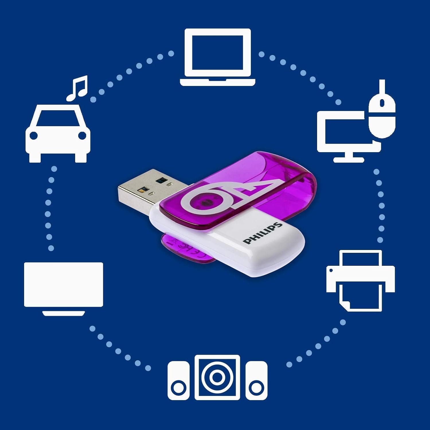 فلش مموری PHILIPS Vivid Edition با درب چرخشی 64 GB USB 2.0 فلش مموری PHILIPS Vivid Edition با درب چرخشی 64 GB USB 2.0