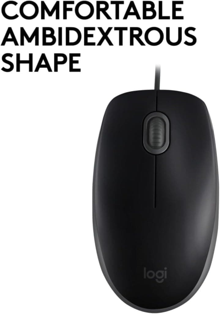 ماوس USB سیمی Logitech با دکمههای بیصدا و طراحی تمامسایز دوطرفه برای PC/Mac/Laptop مدل B110 ماوس USB سیمی Logitech با دکمههای بیصدا و طراحی تمامسایز دوطرفه برای PC/Mac/Laptop مدل B110