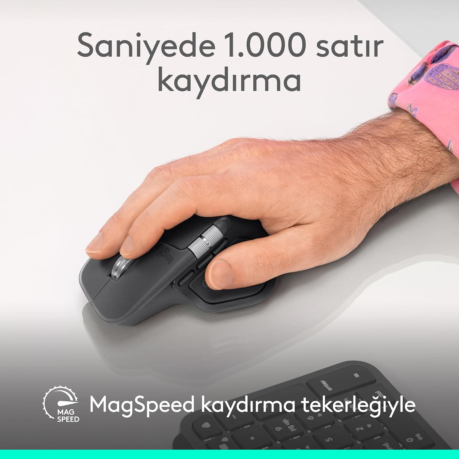 ماوس بیسیم Logitech MX Master 4 با بازخورد لمسی، Bluetooth، اسکرول فوقسریع، اتصال چنددستگاهی، 8000 DPI، حسگر اپتیکال و عملکرد بیصدا، خاکستری تیره ماوس بیسیم Logitech MX Master 4 با بازخورد لمسی، Bluetooth، اسکرول فوقسریع، اتصال چنددستگاهی، 8000 DPI، حسگر اپتیکال و عملکرد بیصدا، خاکستری تیره