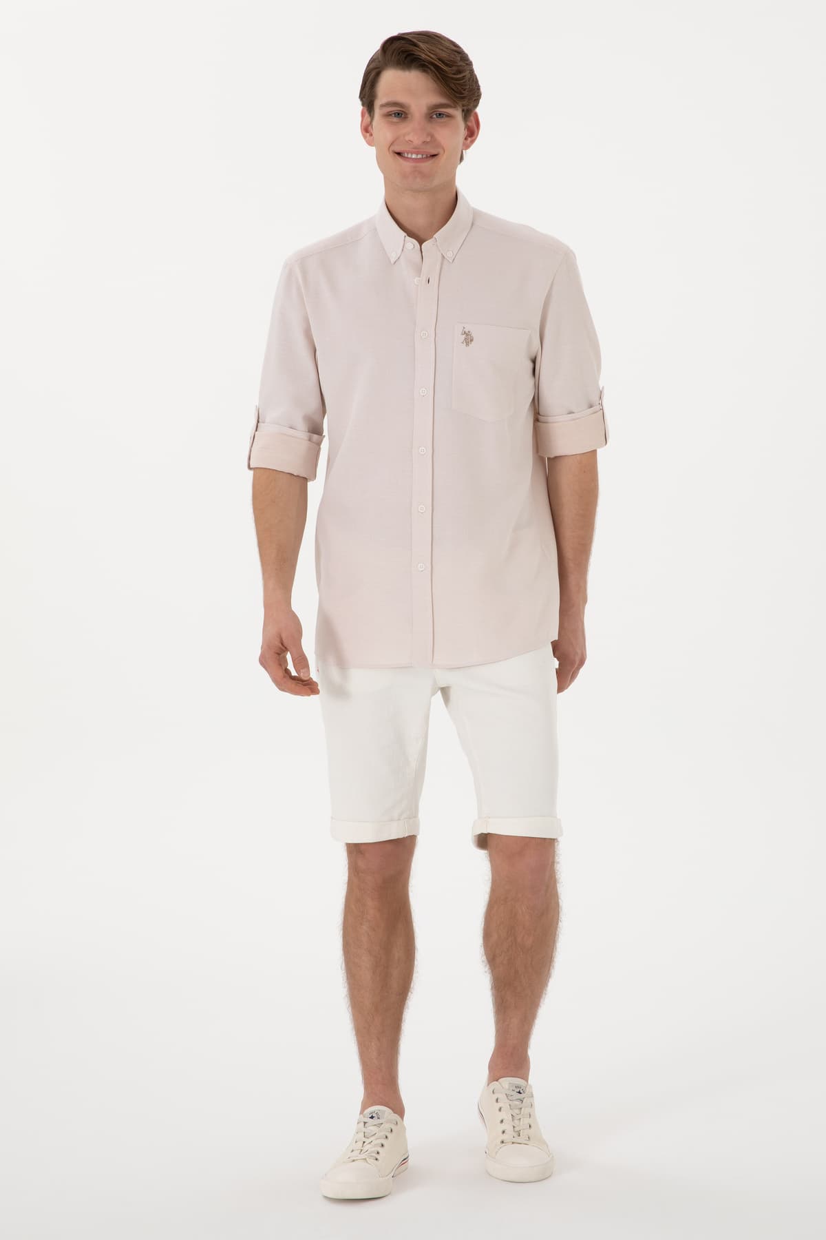 پیراهن مردانه U.S. Polo Assn. شتری فیت معمولی جیبدار مدل 50306340-VR015 پیراهن مردانه U.S. Polo Assn. شتری فیت معمولی جیبدار مدل 50306340-VR015