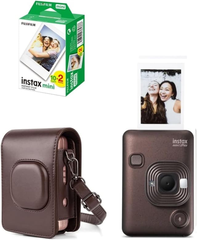 دوربین فوری Fujifilm Instax Mini Liplay Hybrid برنزی تیره با ۲۰ فیلم و کیف دوربین فوری Fujifilm Instax Mini Liplay Hybrid برنزی تیره با ۲۰ فیلم و کیف