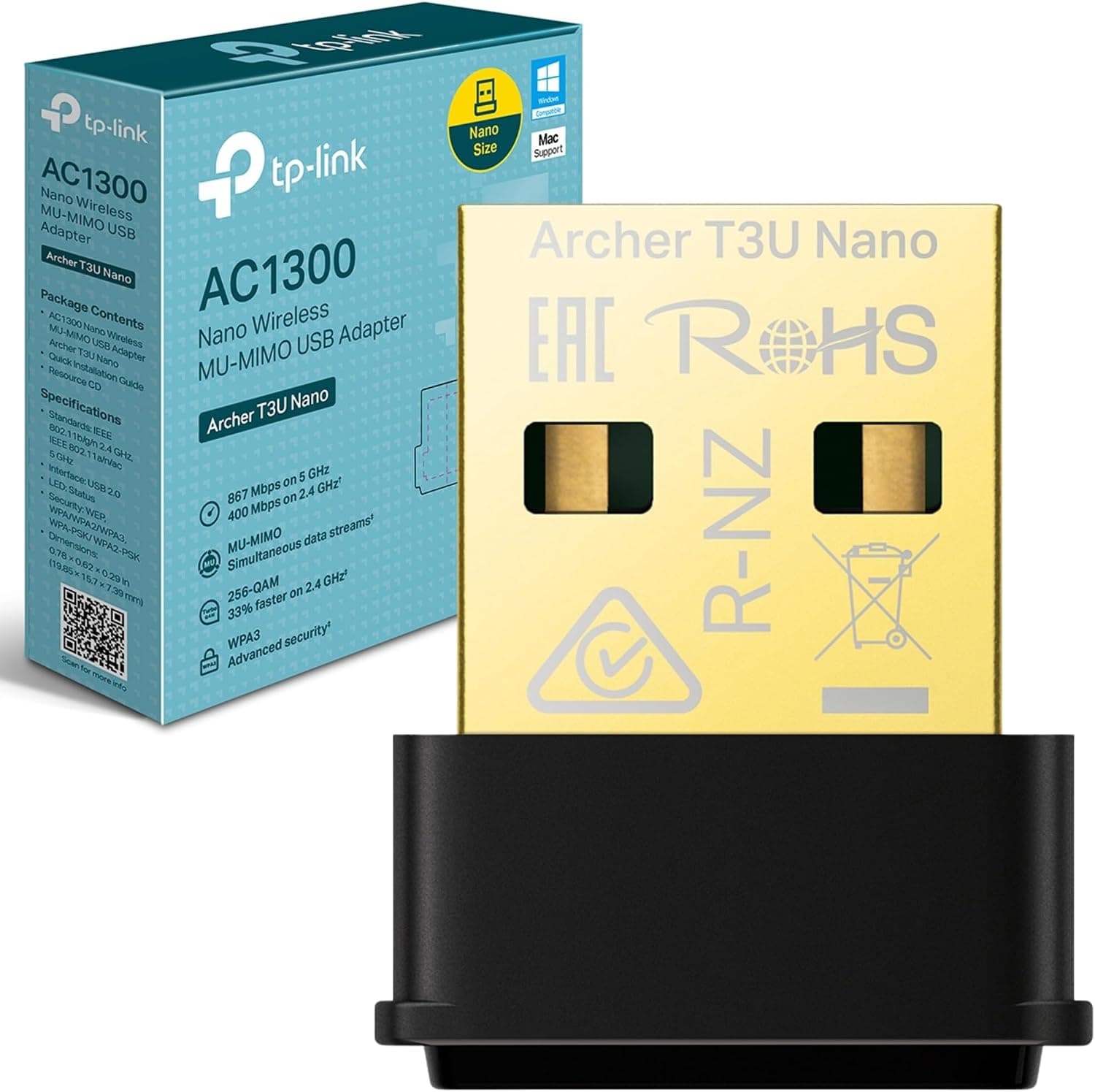 آداپتور USB وایفای AC1300 کامپیوتر TP-Link دوبانده 2.4G/5G مدل Archer T3U آداپتور USB وایفای AC1300 کامپیوتر TP-Link دوبانده 2.4G/5G مدل Archer T3U