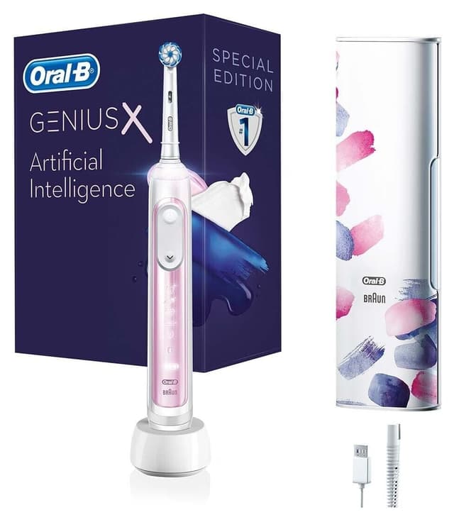 مسواک برقی شارژی Oral-B صورتی ملایم با محفظه مسافرتی Genius X AI Art of Brushing مسواک برقی شارژی Oral-B صورتی ملایم با محفظه مسافرتی Genius X AI Art of Brushing