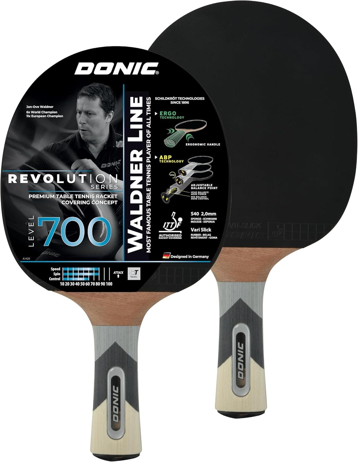 راکت تنیس روی میز Donic-Schildkröt Waldner 700 با دسته ABP، اسفنج 2,0 mm و رویه 3-Stern ITTF مدل 754872 راکت تنیس روی میز Donic-Schildkröt Waldner 700 با دسته ABP، اسفنج 2,0 mm و رویه 3-Stern ITTF مدل 754872