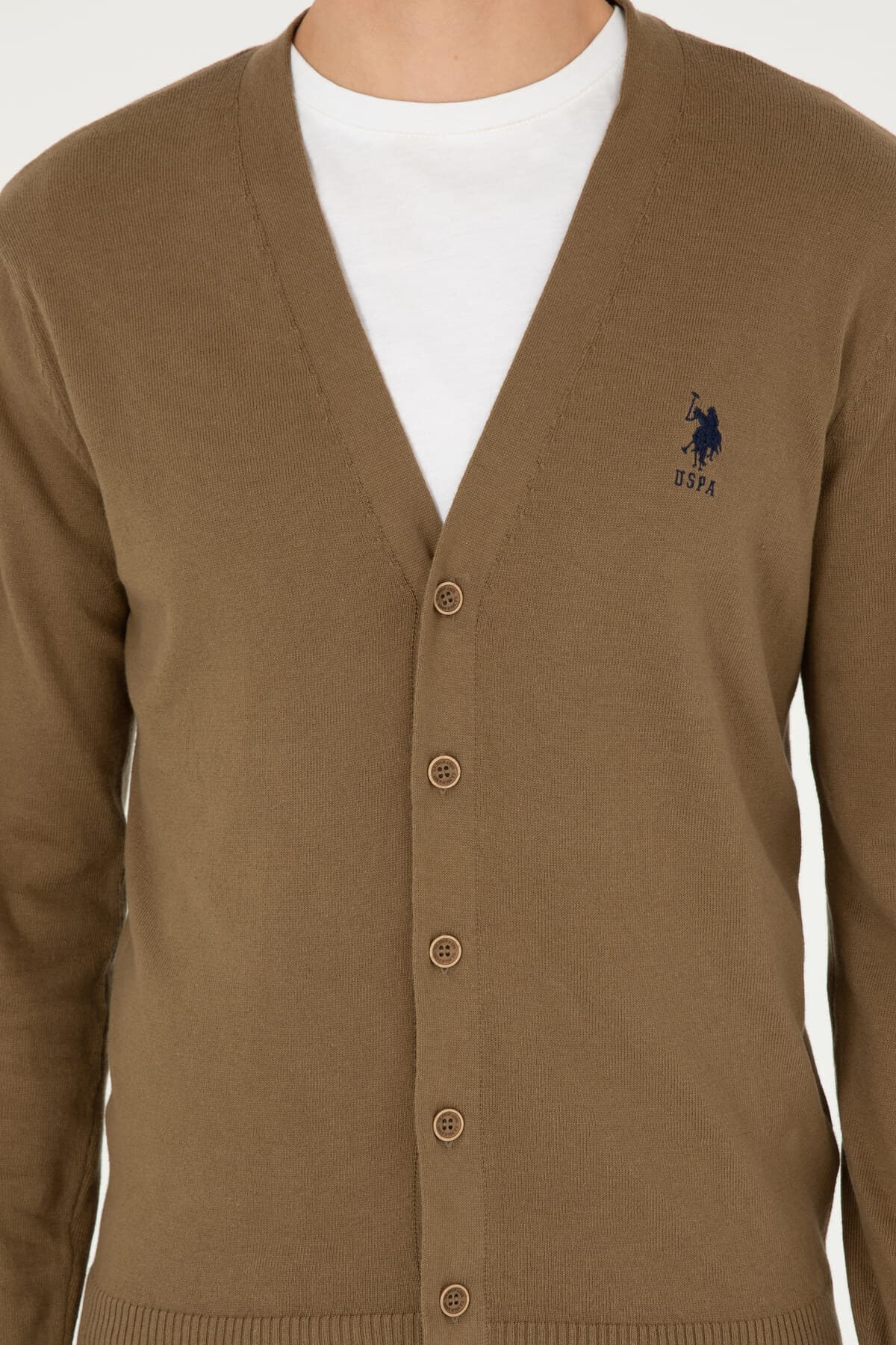 کاردیگان بافت مردانه U.S. Polo Assn. خاکی بیسیک مدل 50293531-VR027 کاردیگان بافت مردانه U.S. Polo Assn. خاکی بیسیک مدل 50293531-VR027