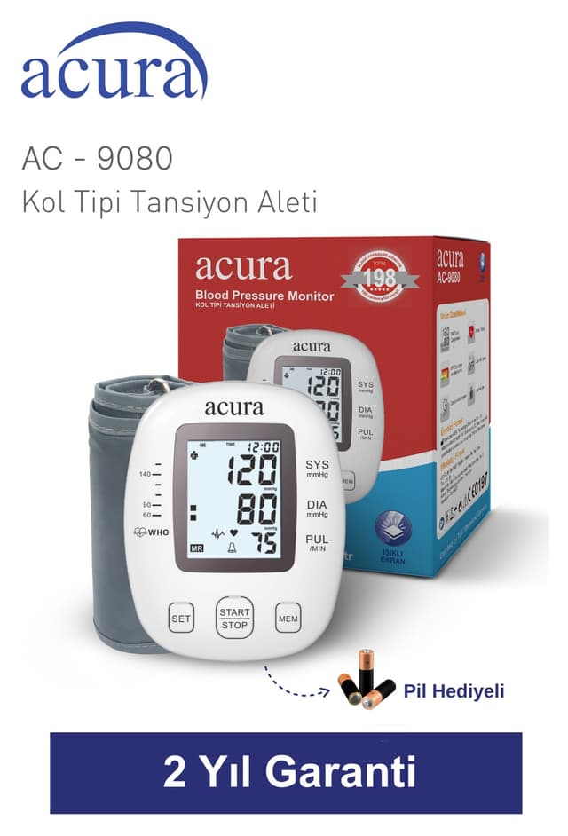 دستگاه فشارسنج بازویی Acura مدل Ac-9080 صفحه نمایش نورانی حافظه 198 تایی دستگاه فشارسنج بازویی Acura مدل Ac-9080 صفحه نمایش نورانی حافظه 198 تایی