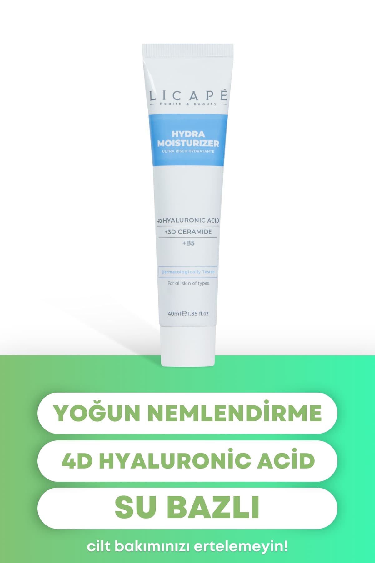 کرم مرطوبکننده آبپایه Licape روشنکننده با اسید هیالورونیک 4D 40ml کرم مرطوبکننده آبپایه Licape روشنکننده با اسید هیالورونیک 4D 40ml