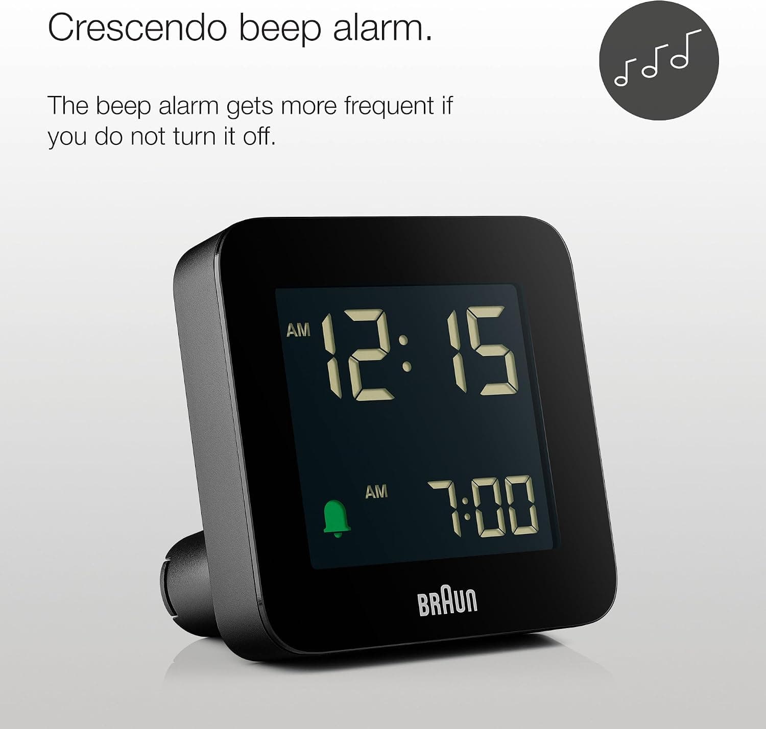 ساعت دیجیتال Braun Crescence مشکی با تعویق زنگ، LCD منفی، تنظیم سریع مدل BC09B ساعت دیجیتال Braun Crescence مشکی با تعویق زنگ، LCD منفی، تنظیم سریع مدل BC09B