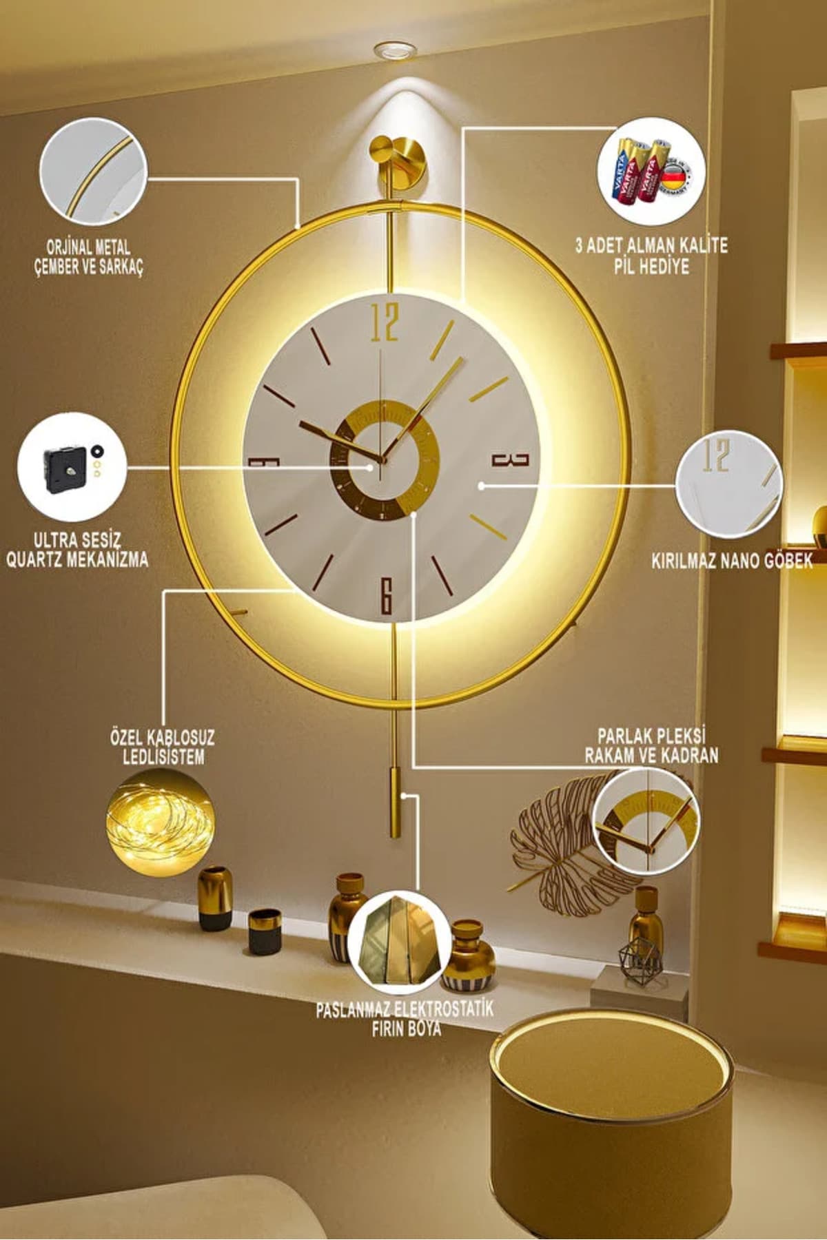 ساعت دیواری پسرانه MetaQuartz با صفحه اسکاندیناوی LED طلایی سایز کوچک 40*60 CM ساعت دیواری پسرانه MetaQuartz با صفحه اسکاندیناوی LED طلایی سایز کوچک 40*60 CM