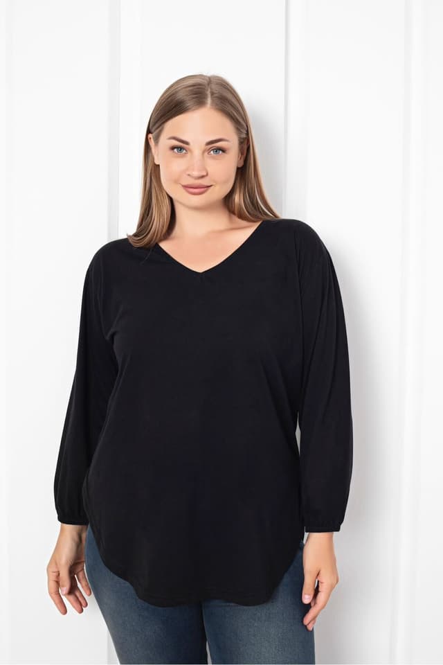 بلوز زنانه Trendbade Butik مشکی بزرگسایز نازک یقه V چاکدار بلوز زنانه Trendbade Butik مشکی بزرگسایز نازک یقه V چاکدار