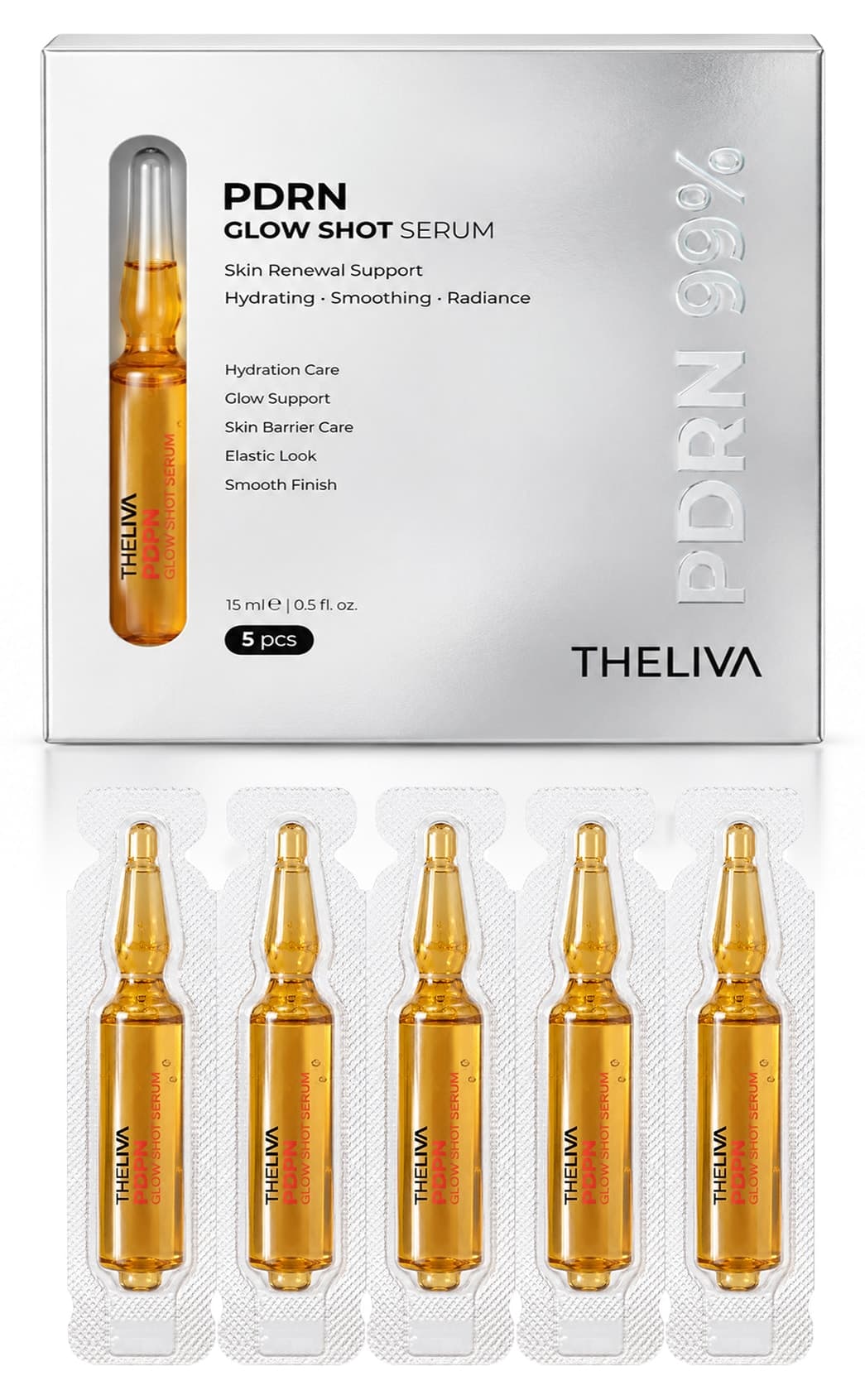 آمپول The Liva با افکت پوست شیشهای و درخشانکننده مدل PDRN Glow Shot بسته 5 تایی آمپول The Liva با افکت پوست شیشهای و درخشانکننده مدل PDRN Glow Shot بسته 5 تایی