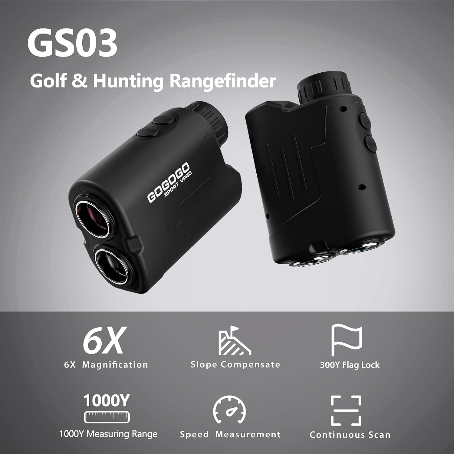 فاصلهیاب لیزری گلف و شکار Gogogo Sport Vpro با بزرگنمایی 6X و برد 650/900 Yards فاصلهیاب لیزری گلف و شکار Gogogo Sport Vpro با بزرگنمایی 6X و برد 650/900 Yards