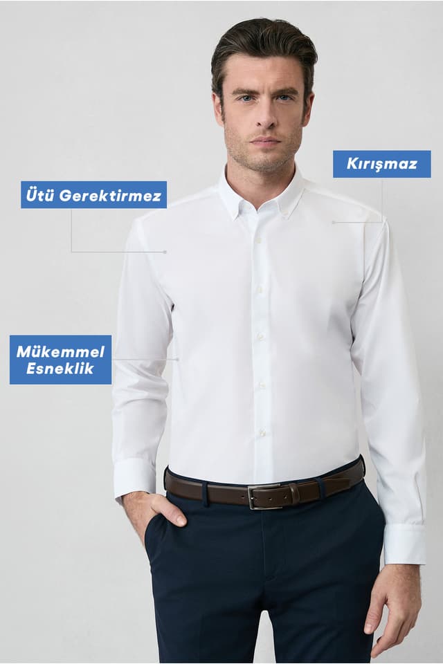 پیراهن آستینبلند Kiğılı یقه دکمهدار نخی فیت معمولی بدون نیاز به اتو پیراهن آستینبلند Kiğılı یقه دکمهدار نخی فیت معمولی بدون نیاز به اتو