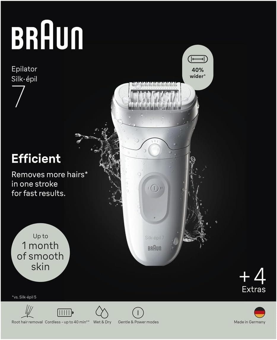 اپیلاتور زنانه Braun Silk-épil 7 مدل 7-041 تر و خشک سفید/نقرهای اپیلاتور زنانه Braun Silk-épil 7 مدل 7-041 تر و خشک سفید/نقرهای