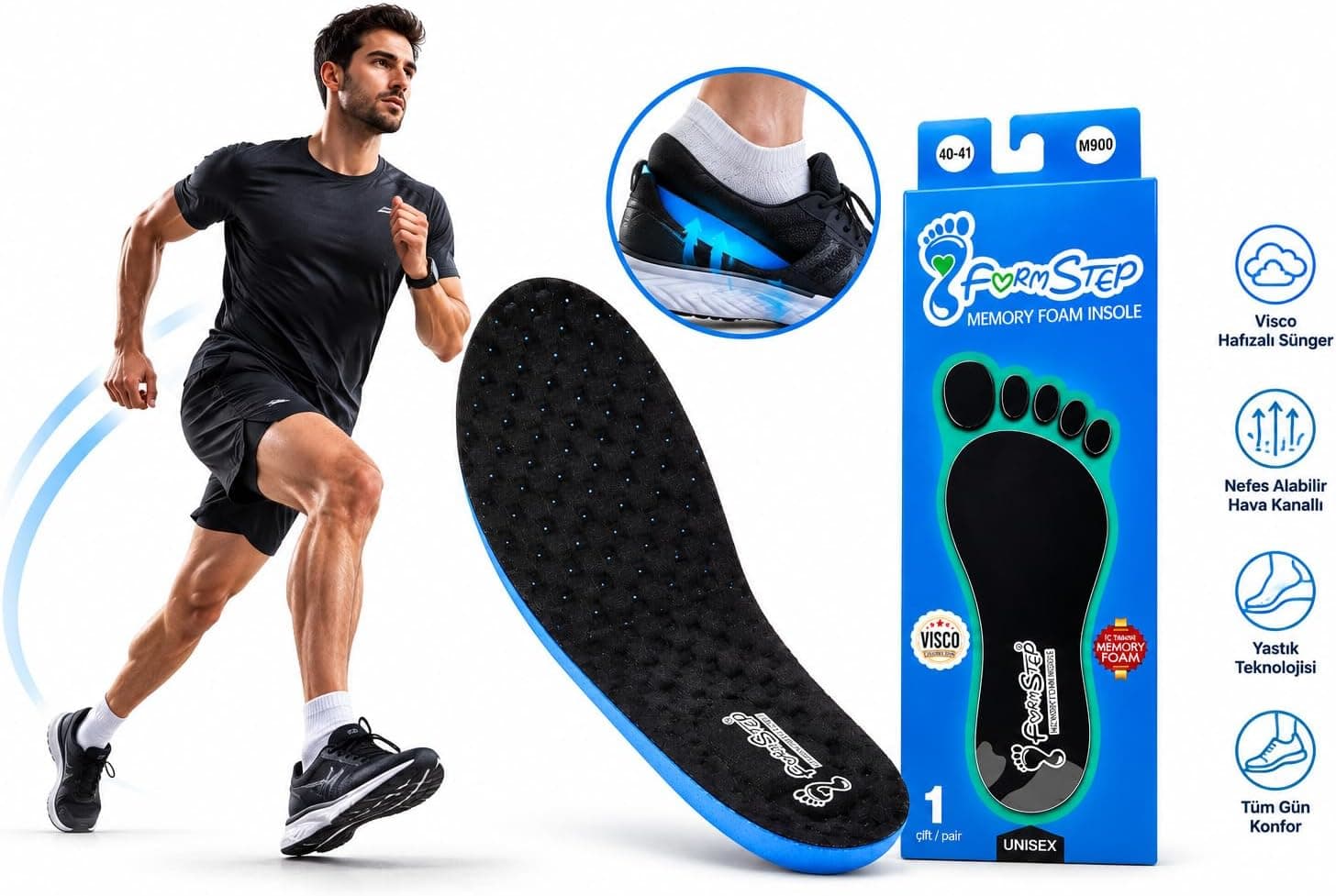 کفی کفش FormStep فوم حافظهدار ارتوپدی مناسب خار پاشنه و دویدن مدل M900 سایز 42-43 کفی کفش FormStep فوم حافظهدار ارتوپدی مناسب خار پاشنه و دویدن مدل M900 سایز 42-43
