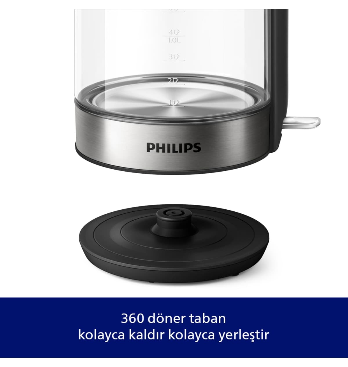 کتری برقی شیشهای Philips سری 5000 با توان 2200W و خاموشی خودکار مدل HD9339/80 کتری برقی شیشهای Philips سری 5000 با توان 2200W و خاموشی خودکار مدل HD9339/80