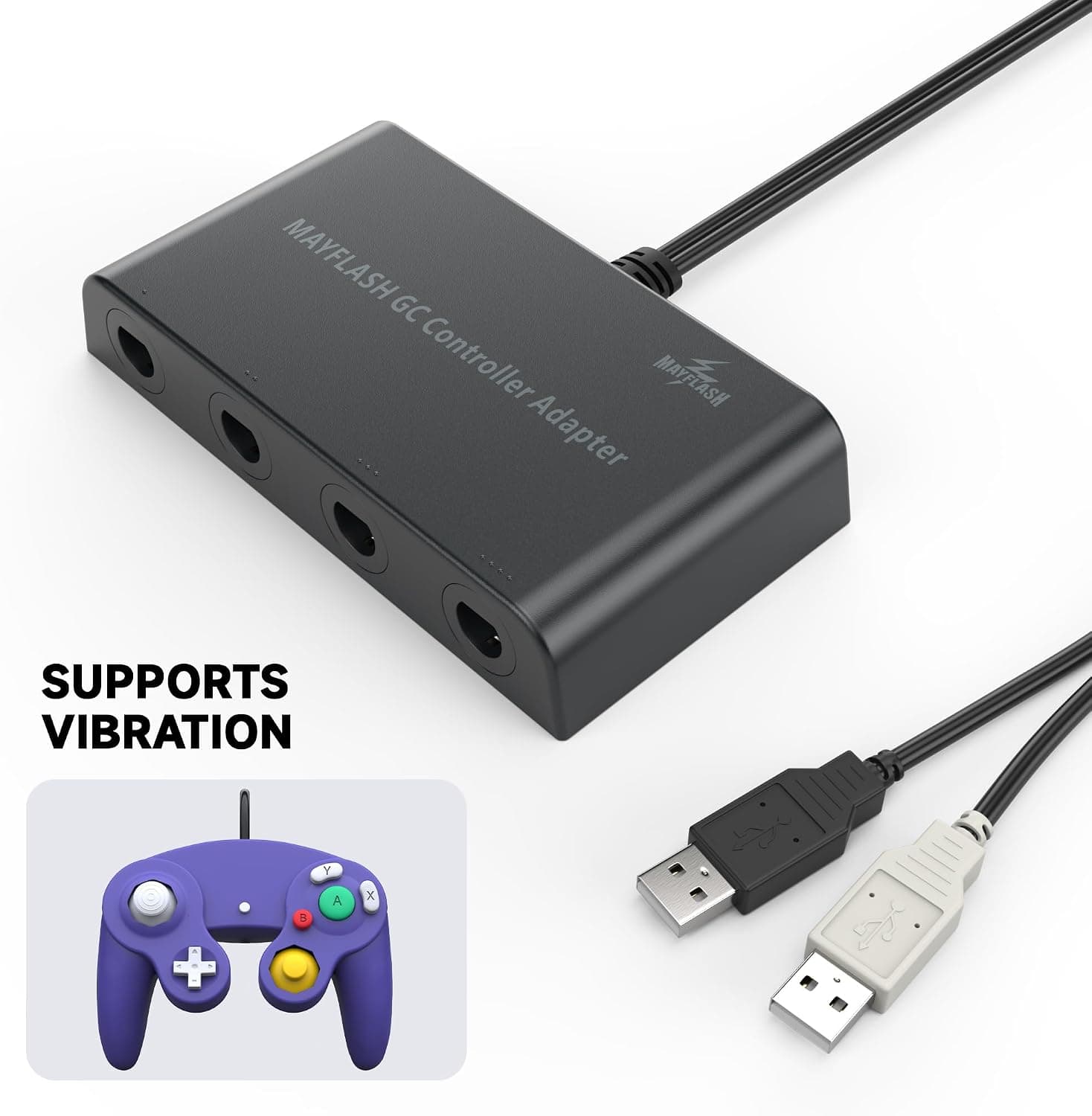 آداپتور MAYFLASH سازگار با دسته GameCube برای Wii و Wii U بسته دوتایی آداپتور MAYFLASH سازگار با دسته GameCube برای Wii و Wii U بسته دوتایی