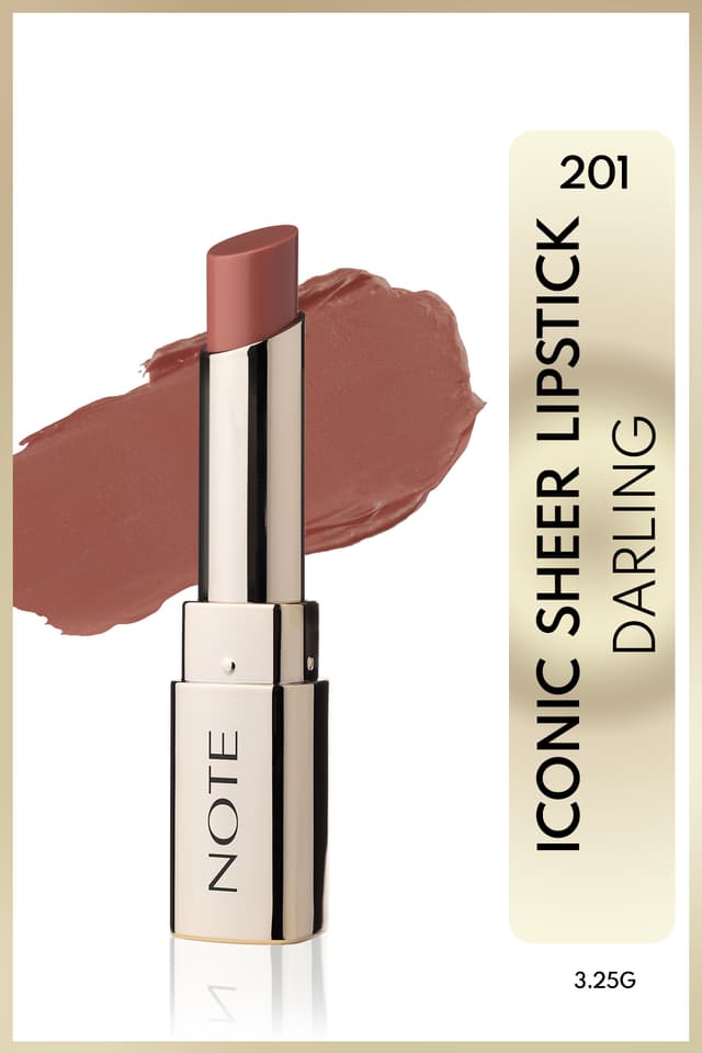 رژ لب Note Cosmetics نمدار براق Iconic Sheer Lipstick مدل 201 Darling رنگ نود رژ لب Note Cosmetics نمدار براق Iconic Sheer Lipstick مدل 201 Darling رنگ نود