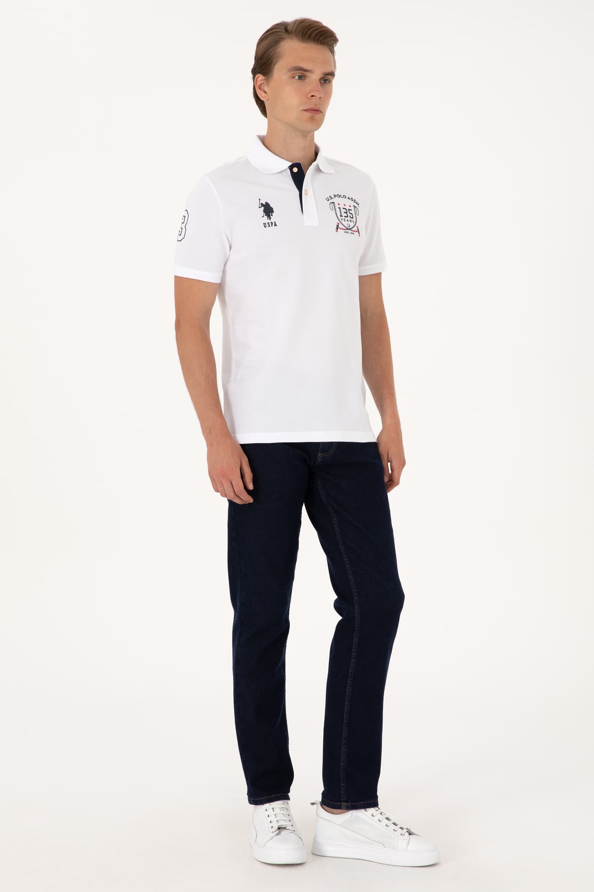 تیشرت مردانه U.S. Polo Assn. فیت معمولی سفید یقه پولو مدل 50299667-VR013 تیشرت مردانه U.S. Polo Assn. فیت معمولی سفید یقه پولو مدل 50299667-VR013