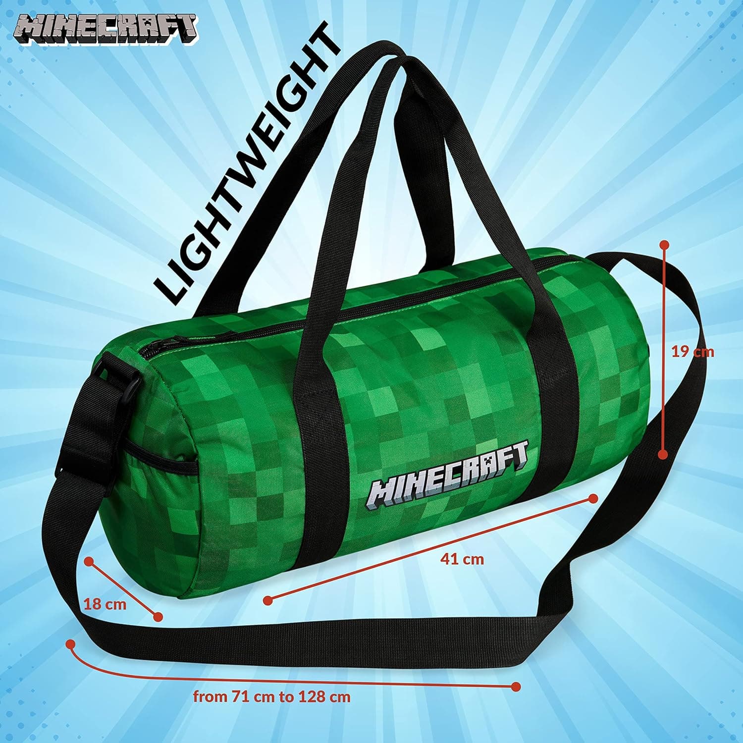 کیف ورزشی بچگانه Minecraft برای سفر با بند قابل تنظیم سبز 41 x 19cm کیف ورزشی بچگانه Minecraft برای سفر با بند قابل تنظیم سبز 41 x 19cm